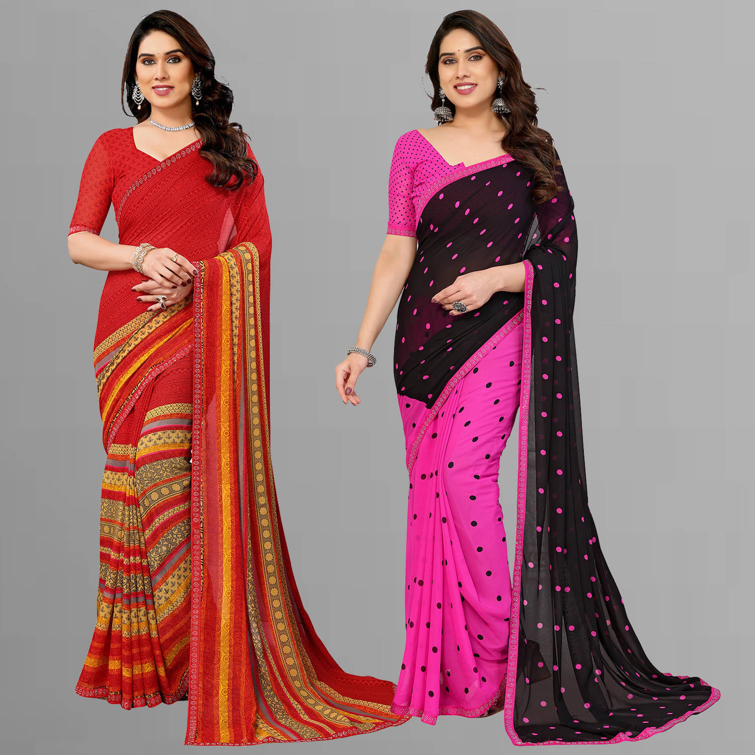 ANAND SAREES Georgette Embellished Regular Saree With Unstitched Blouse Piece ( Multicolor ) ANAND SAREES Georgette Embellished Regular Saree With Unstitched Blouse Piece ( Multicolor )