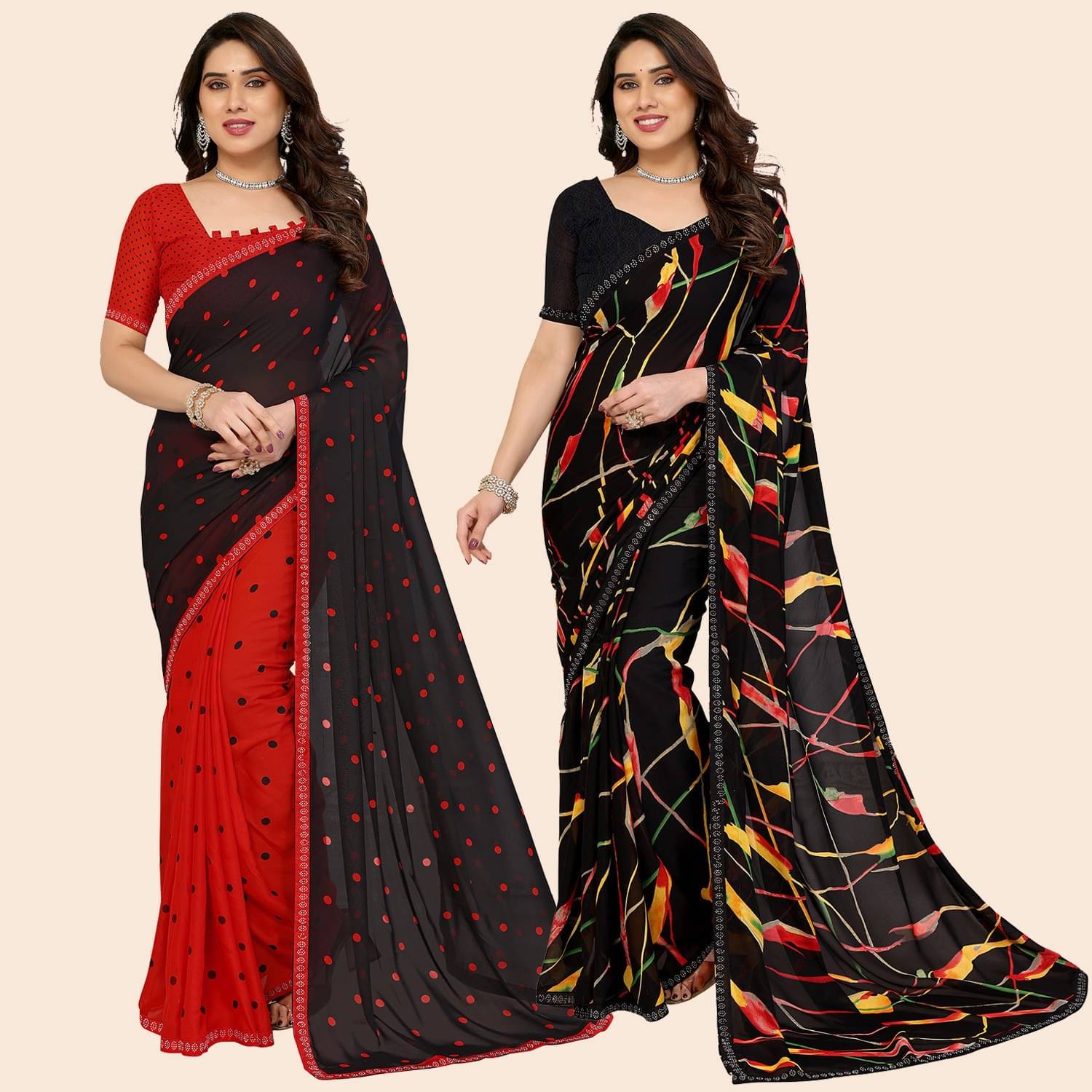 ANAND SAREES Georgette Embellished Regular Saree With Unstitched Blouse Piece ( Multicolor ) ANAND SAREES Georgette Embellished Regular Saree With Unstitched Blouse Piece ( Multicolor )