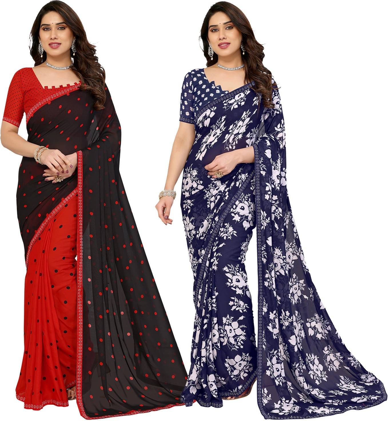 ANAND SAREES Georgette Embellished Regular Saree With Unstitched Blouse Piece ( Multicolor )     			ANAND SAREES Georgette Embellished Regular Saree With Unstitched Blouse Piece ( Multicolor )
