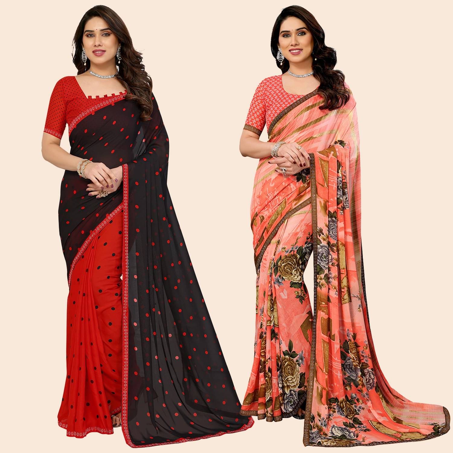 ANAND SAREES Georgette Embellished Regular Saree With Unstitched Blouse Piece ( Multicolor ) ANAND SAREES Georgette Embellished Regular Saree With Unstitched Blouse Piece ( Multicolor )