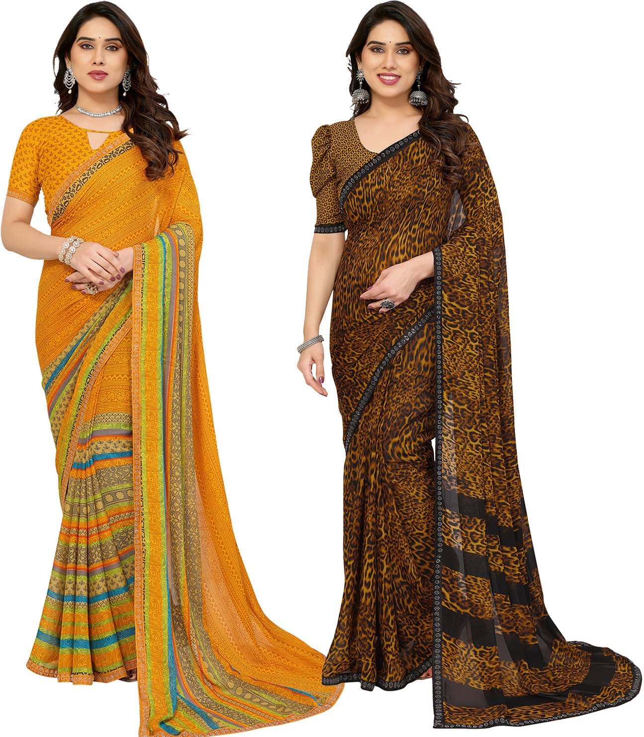 ANAND SAREES Georgette Embellished Regular Saree With Unstitched Blouse Piece ( Multicolor ) ANAND SAREES Georgette Embellished Regular Saree With Unstitched Blouse Piece ( Multicolor )
