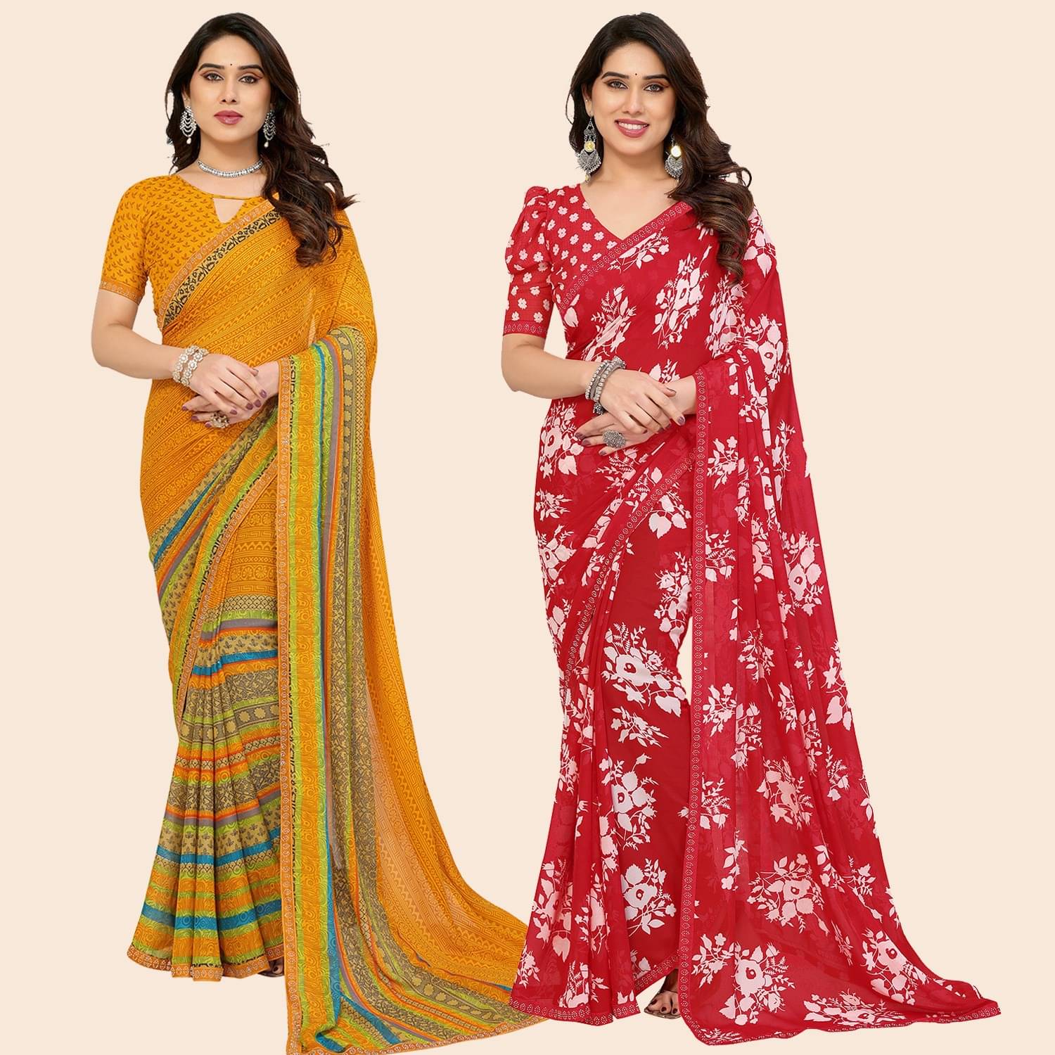 ANAND SAREES Georgette Embellished Regular Saree With Unstitched Blouse Piece ( Multicolor ) ANAND SAREES Georgette Embellished Regular Saree With Unstitched Blouse Piece ( Multicolor )