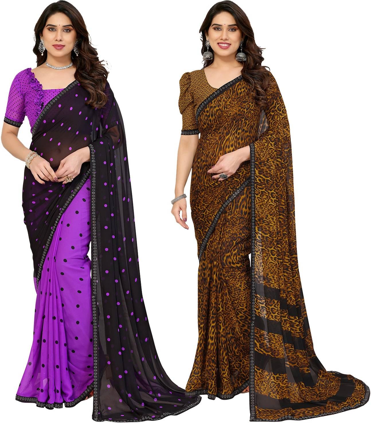ANAND SAREES Georgette Embellished Regular Saree With Unstitched Blouse Piece ( Multicolor )     			ANAND SAREES Georgette Embellished Regular Saree With Unstitched Blouse Piece ( Multicolor )