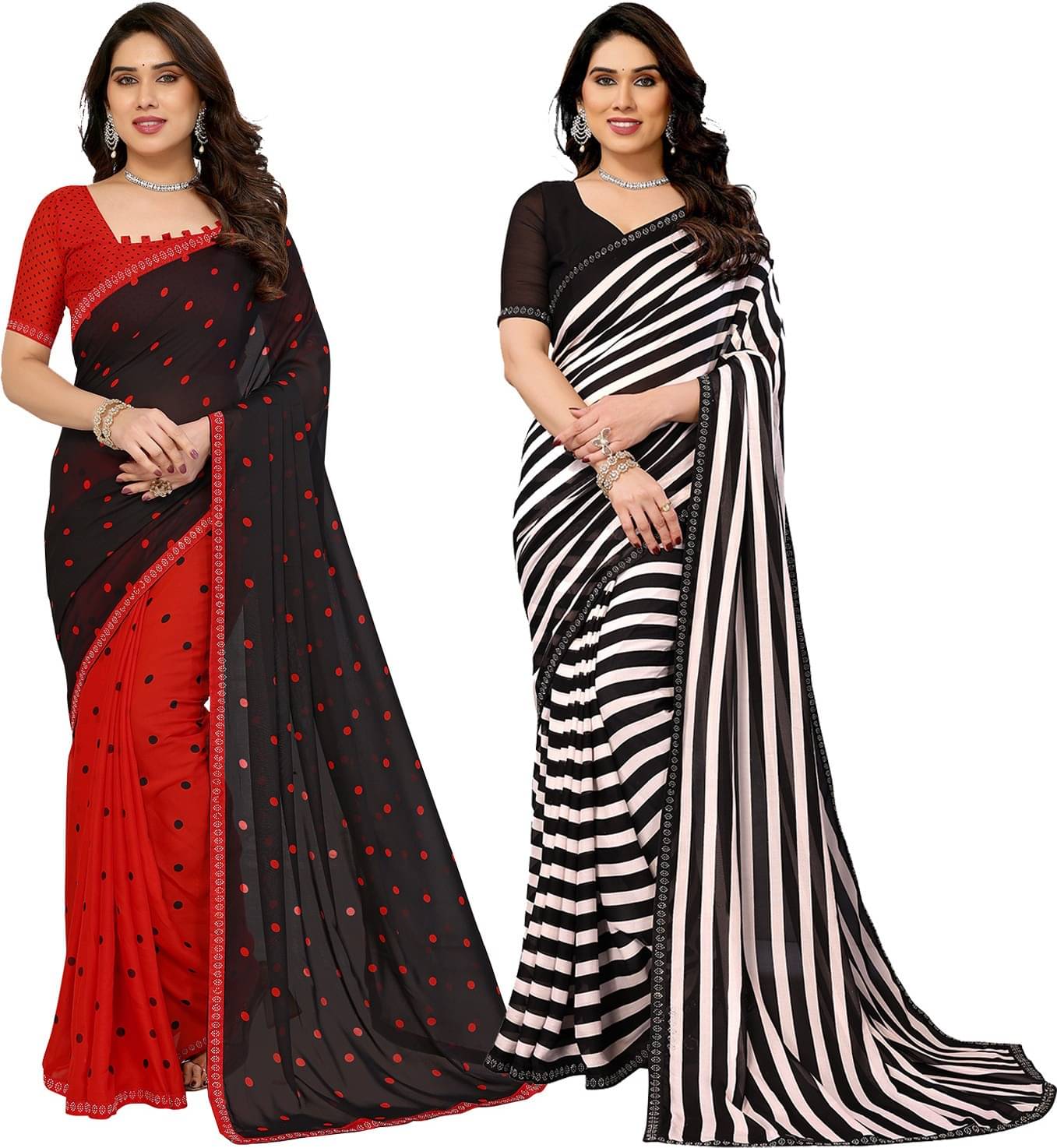 ANAND SAREES Georgette Embellished Regular Saree With Unstitched Blouse Piece ( Multicolor ) ANAND SAREES Georgette Embellished Regular Saree With Unstitched Blouse Piece ( Multicolor )