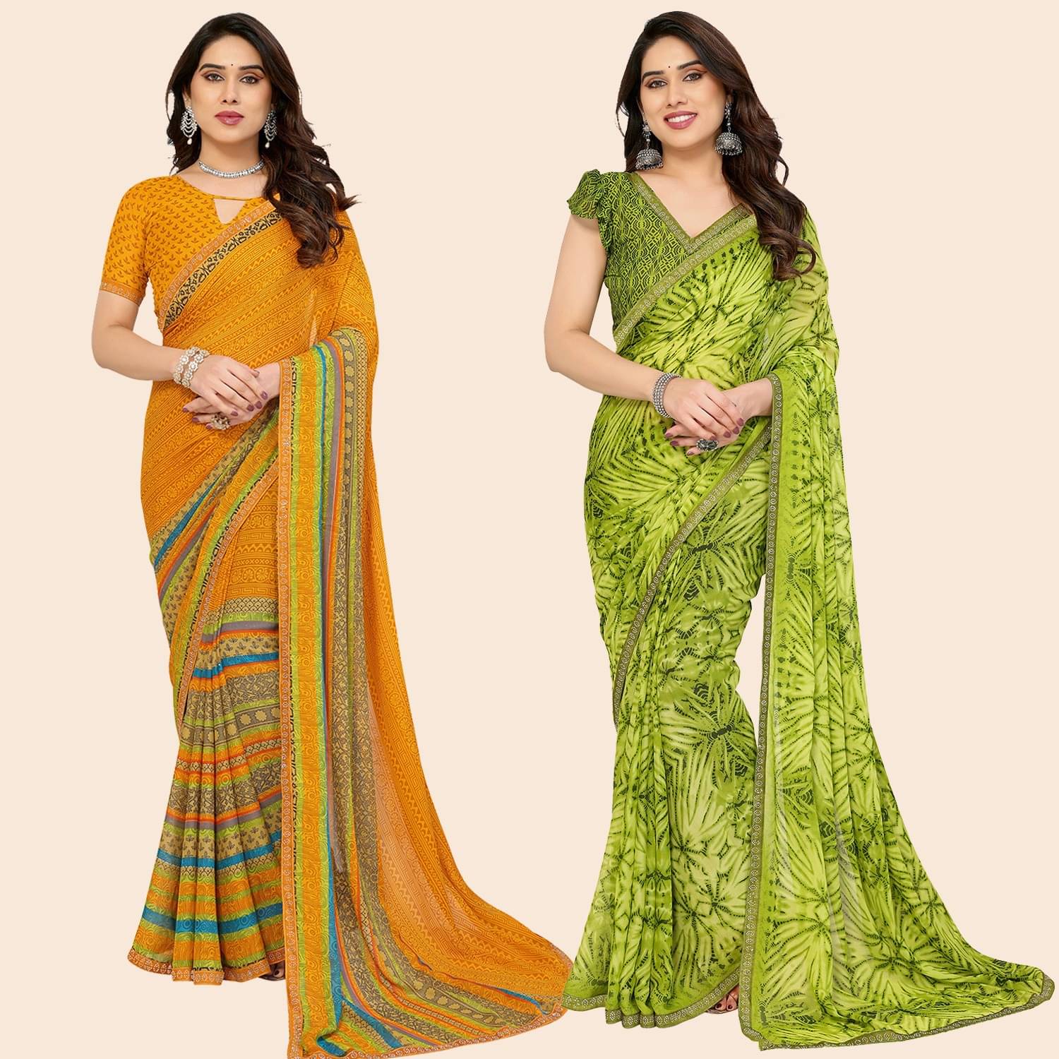     			ANAND SAREES Georgette Embellished Regular Saree With Unstitched Blouse Piece ( Multicolor )