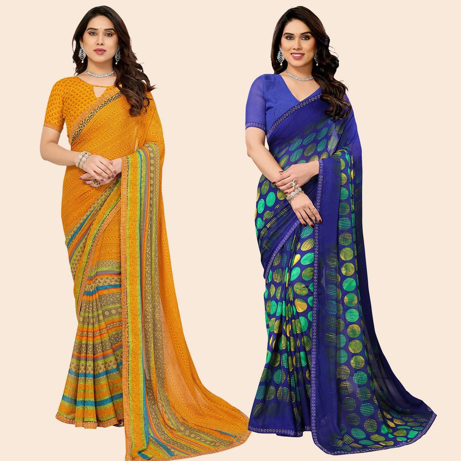 ANAND SAREES Georgette Embellished Regular Saree With Unstitched Blouse Piece ( Multicolor ) ANAND SAREES Georgette Embellished Regular Saree With Unstitched Blouse Piece ( Multicolor )