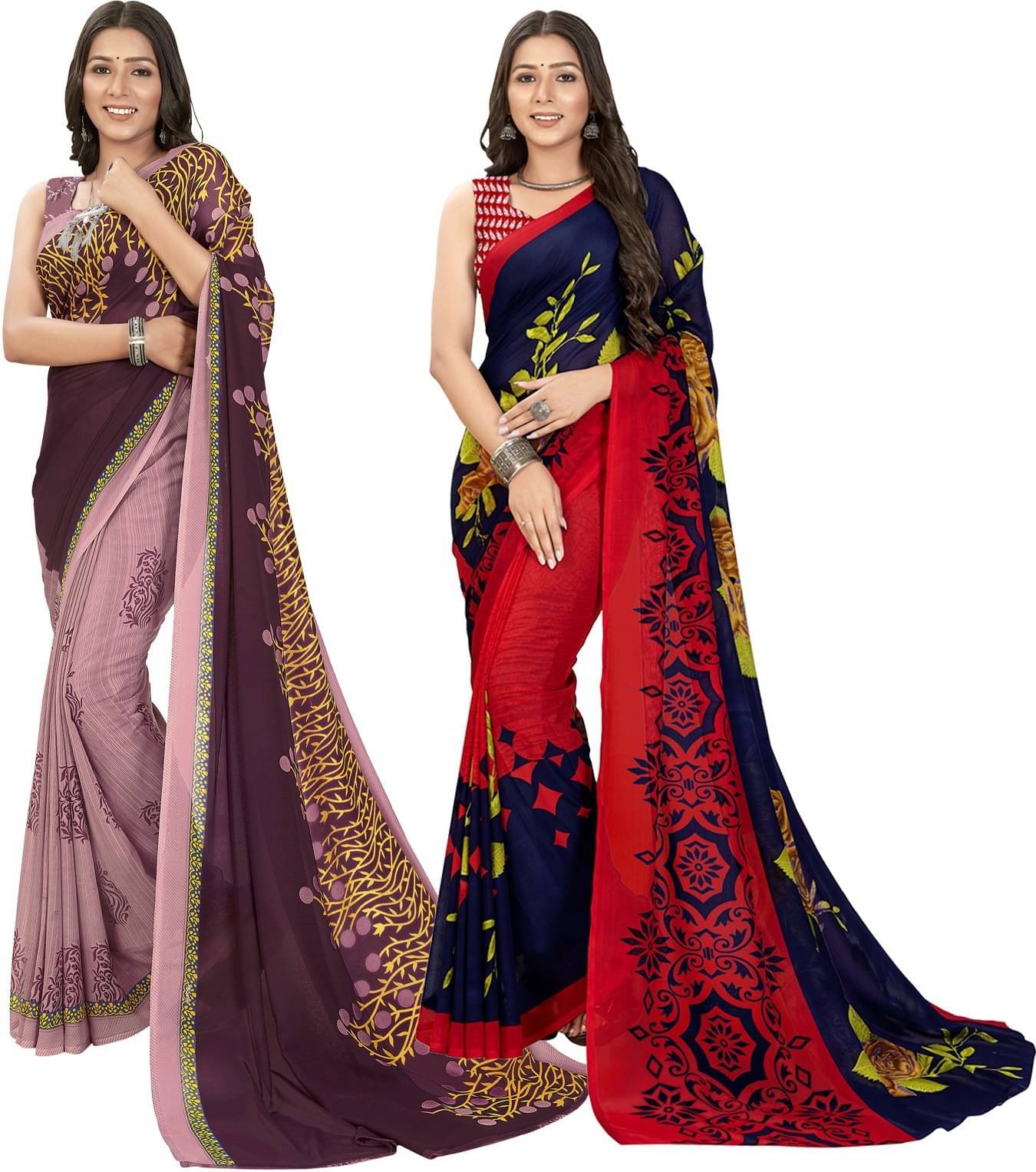     			ANAND SAREES Georgette Printed Regular Saree With Unstitched Blouse Piece ( Gold )