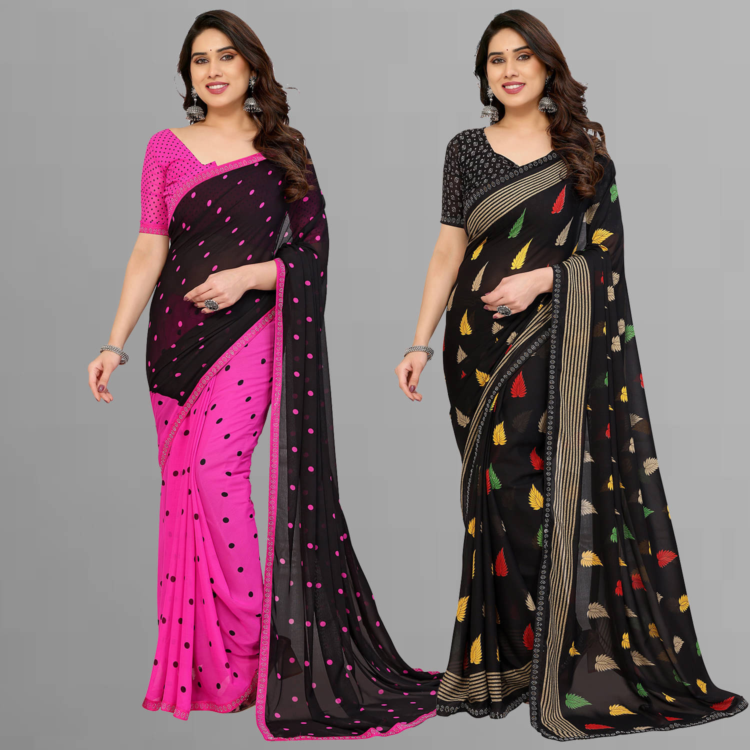 ANAND SAREES Georgette Self Design Regular Saree With Unstitched Blouse Piece ( Multicolor ) ANAND SAREES Georgette Self Design Regular Saree With Unstitched Blouse Piece ( Multicolor )