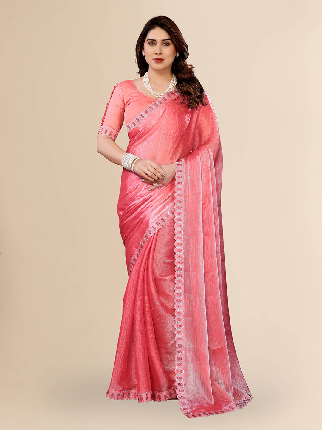     			ANAND SAREES Jimmy Choo Solid Ilkal Saree With Unstitched Blouse Piece ( PEACH )