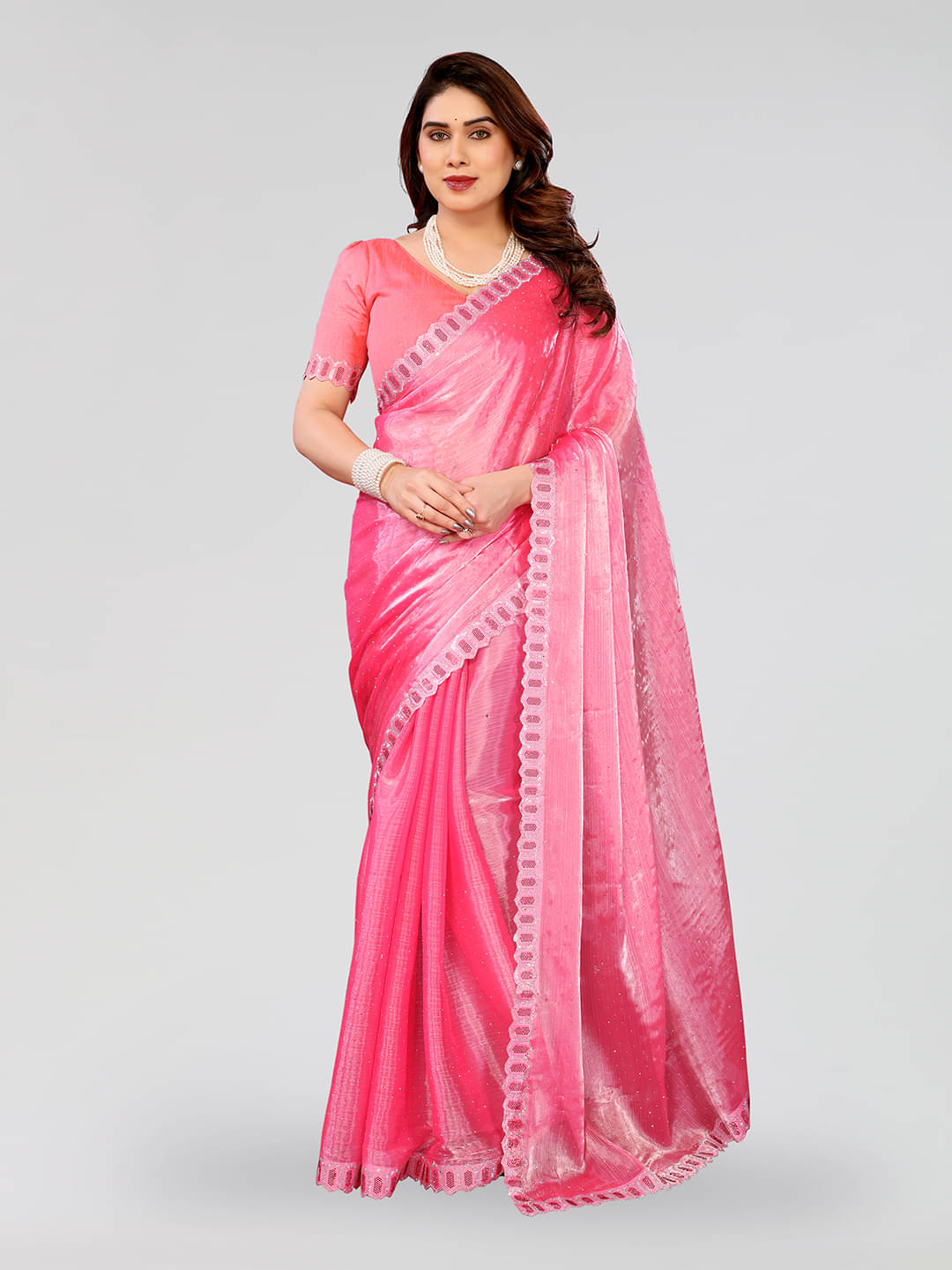ANAND SAREES Jimmy Choo Solid Ilkal Saree With Unstitched Blouse Piece ( PINK ) ANAND SAREES Jimmy Choo Solid Ilkal Saree With Unstitched Blouse Piece ( PINK )