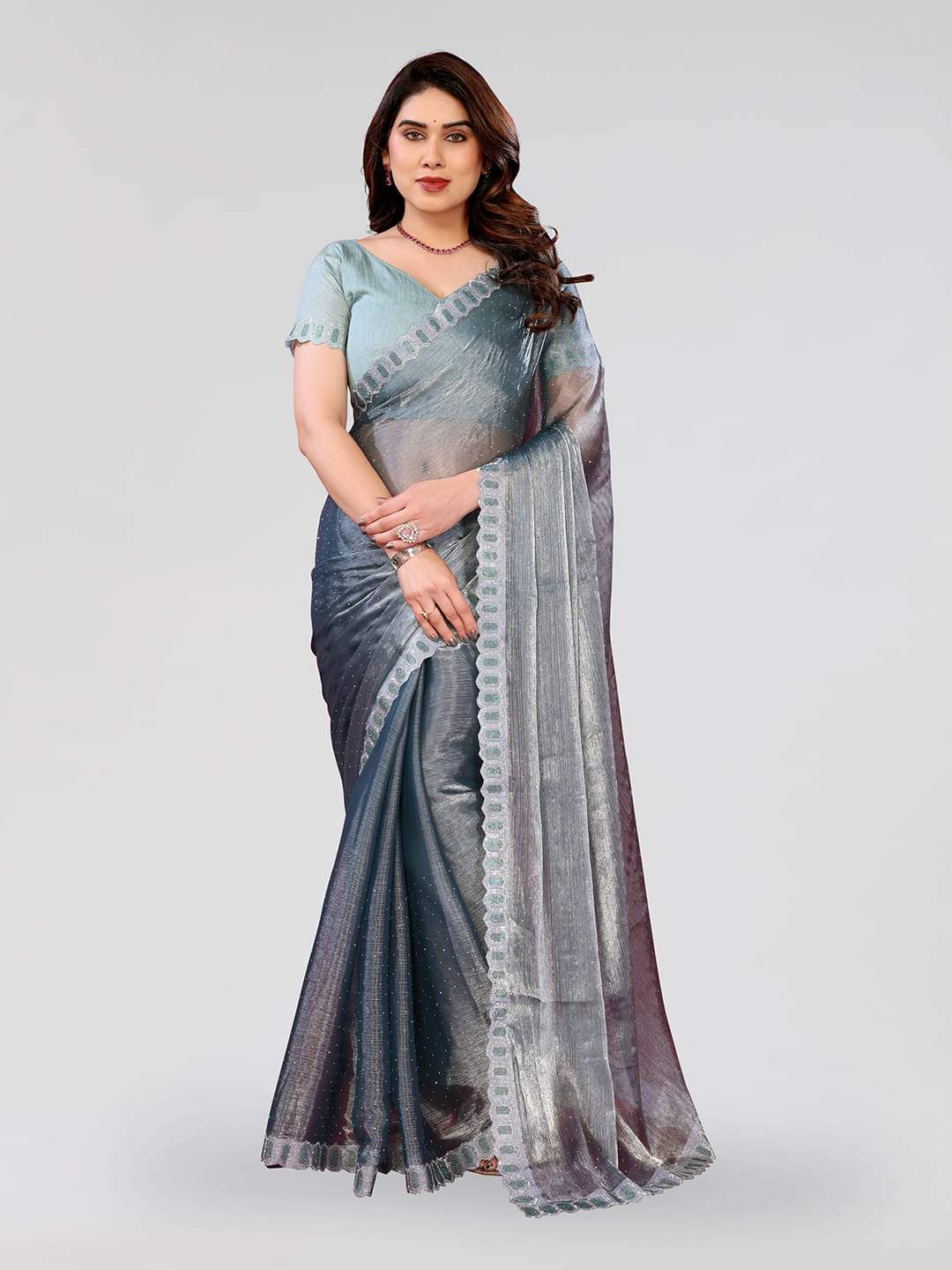 ANAND SAREES Jimmy Choo Solid Ilkal Saree With Unstitched Blouse Piece ( Olive ) ANAND SAREES Jimmy Choo Solid Ilkal Saree With Unstitched Blouse Piece ( Olive )