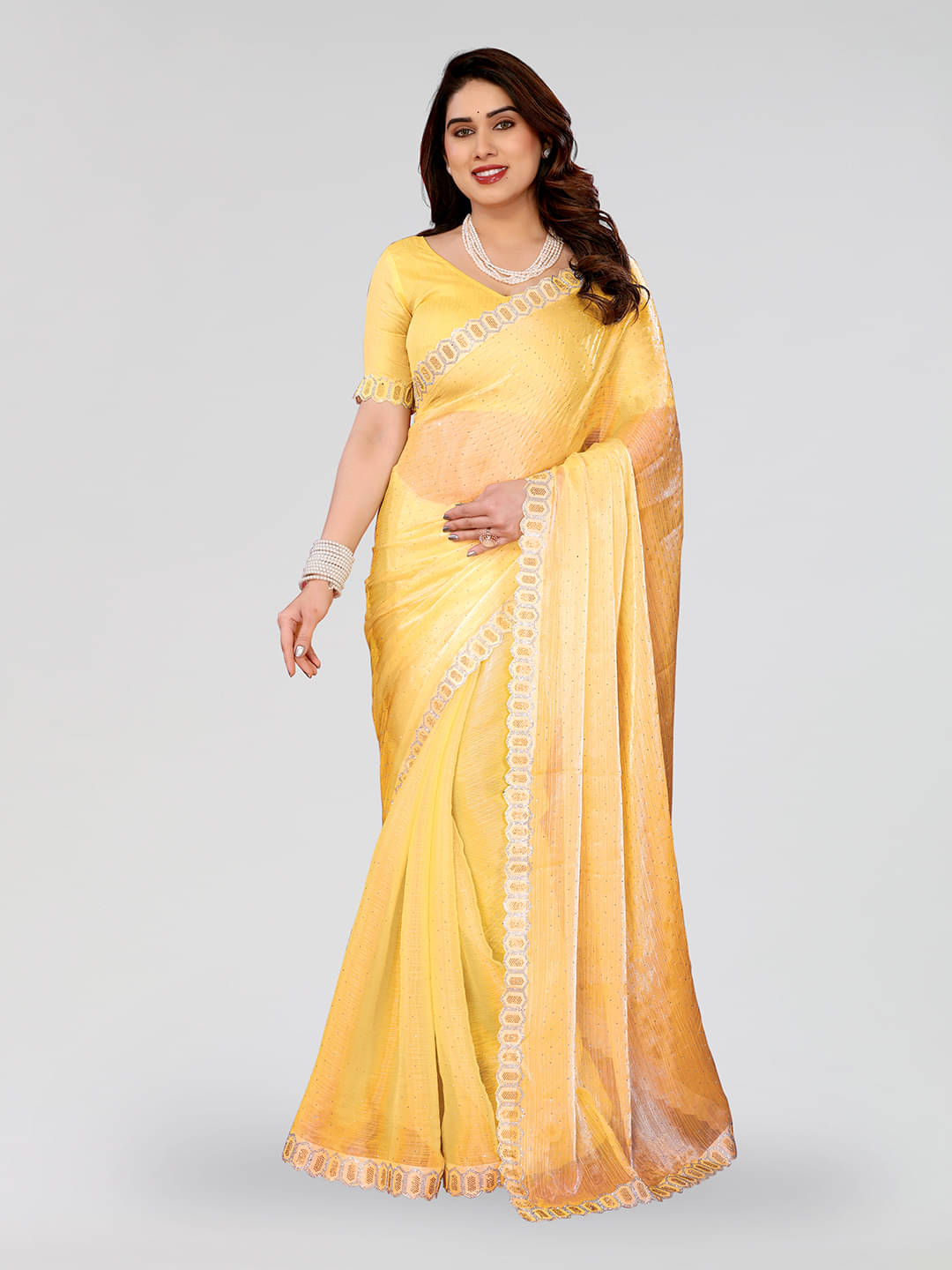 ANAND SAREES Jimmy Choo Solid Ilkal Saree With Unstitched Blouse Piece ( YELLOW ) ANAND SAREES Jimmy Choo Solid Ilkal Saree With Unstitched Blouse Piece ( YELLOW )