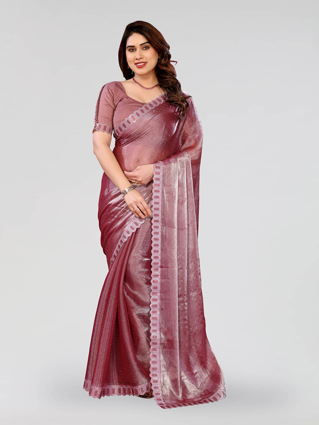 ANAND SAREES Jimmy Choo Solid Ilkal Saree With Unstitched Blouse Piece ( BROWN ) ANAND SAREES Jimmy Choo Solid Ilkal Saree With Unstitched Blouse Piece ( BROWN )