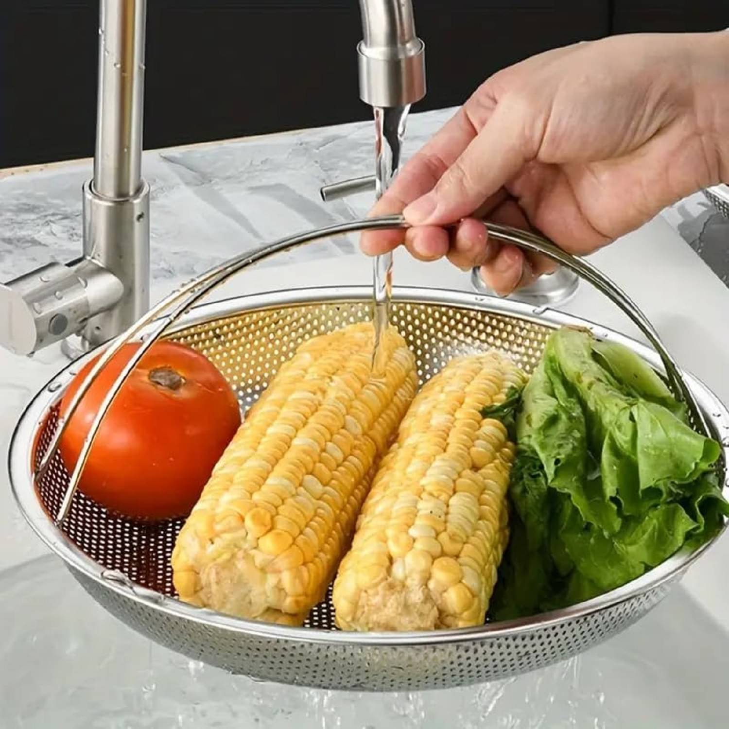 All‑In‑One Stainless Steel Pan Steamer Basket with Handle & Fine Mesh All‑In‑One Stainless Steel Pan Steamer Basket with Handle & Fine Mesh