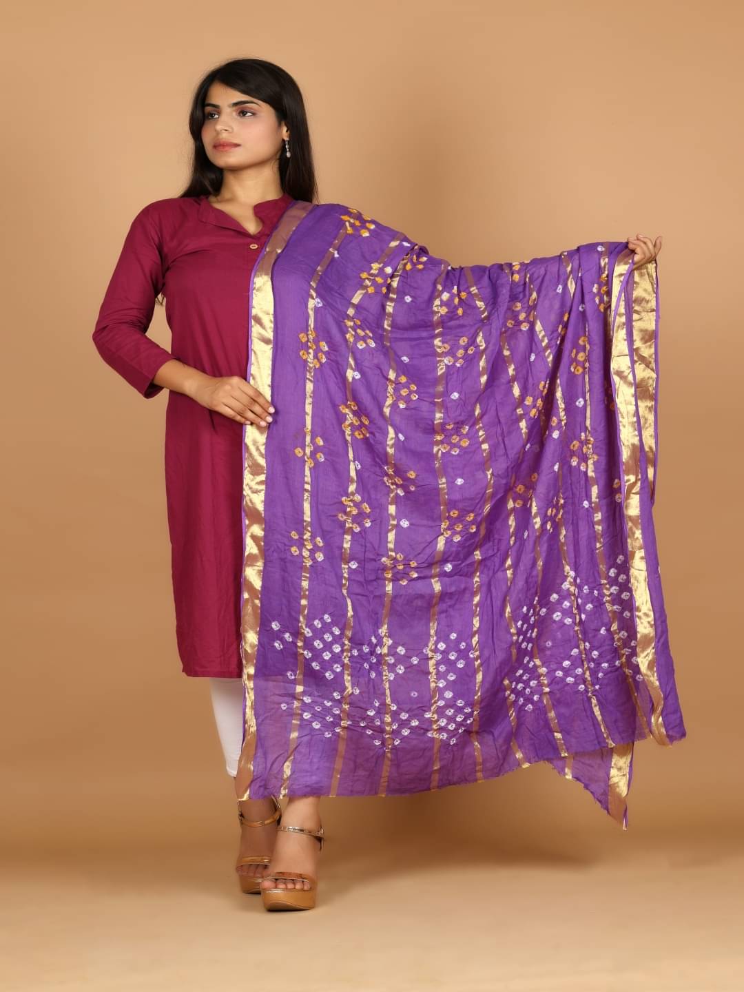 Anjaneya Creations Women Cotton Dupatta ( Purple , Pack of 1 ) Anjaneya Creations Women Cotton Dupatta ( Purple , Pack of 1 )