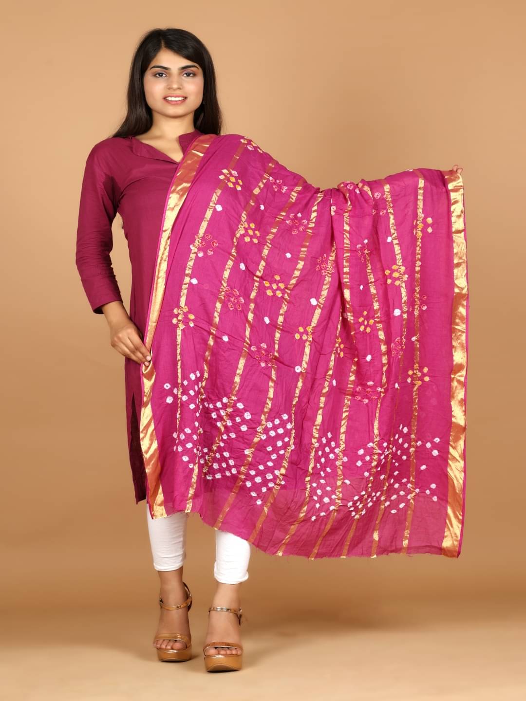 Anjaneya Creations Women Cotton Dupatta ( Pink , Pack of 1 ) Anjaneya Creations Women Cotton Dupatta ( Pink , Pack of 1 )