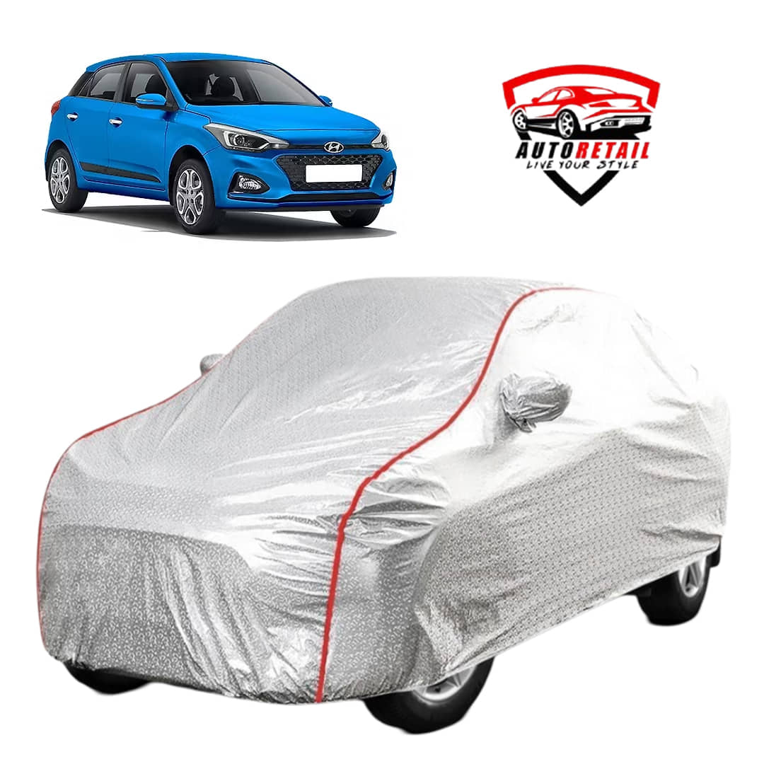 AutoRetail Car Body Cover for Hyundai Elite i20 With Mirror Pocket ( Pack of 1 ) , Silver