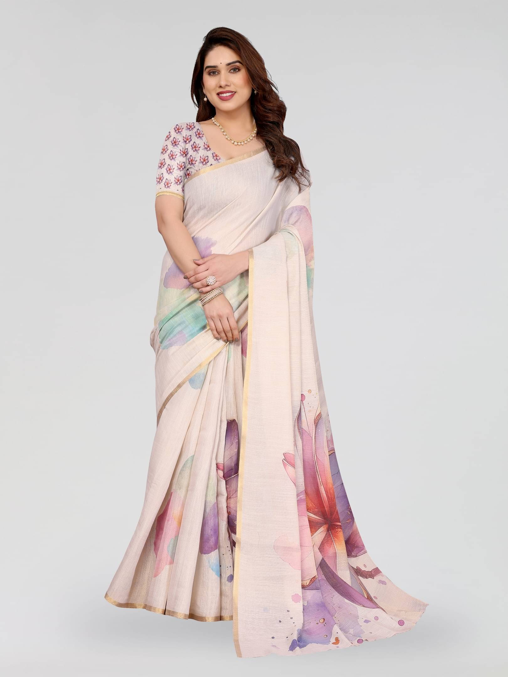     			BANDHANI VILLA Silk Printed Regular Saree With Unstitched Blouse Piece ( Multicolor 7 )