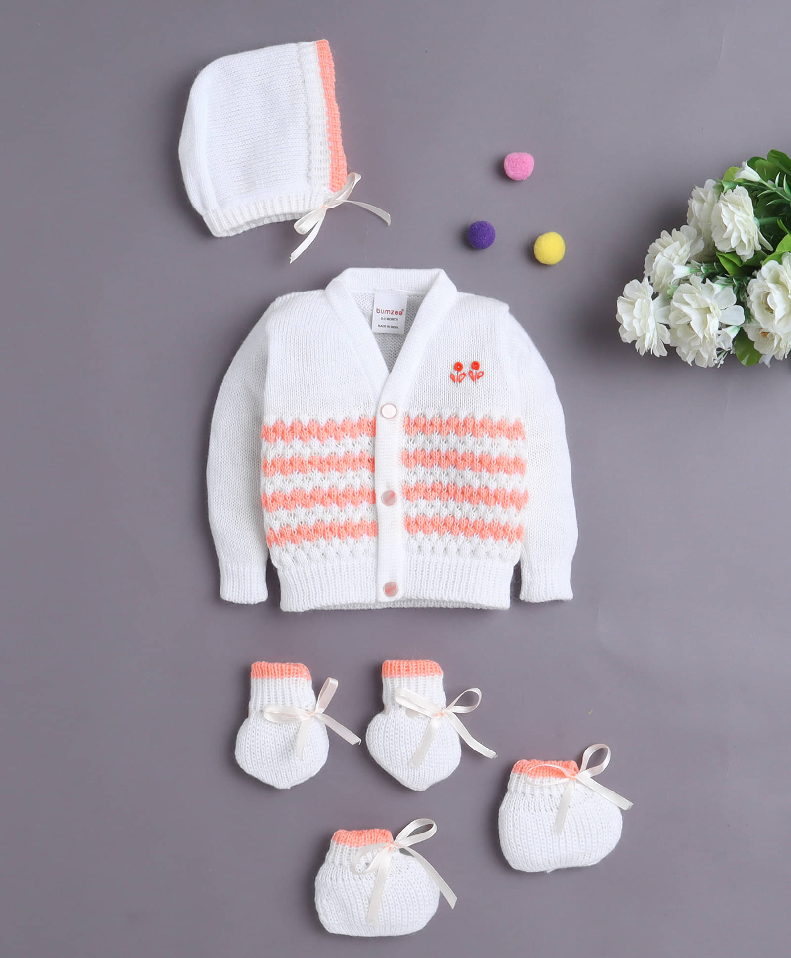     			BUMZEE Pack of 1 Baby Boys Acrylic Sweater ( White )