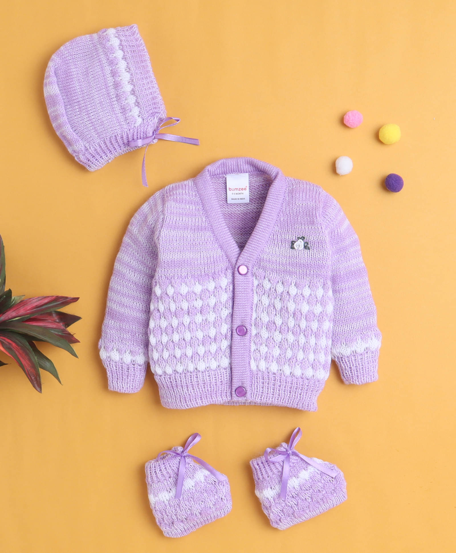     			BUMZEE Pack of 1 Baby Girls Acrylic Sweater ( Lavender )