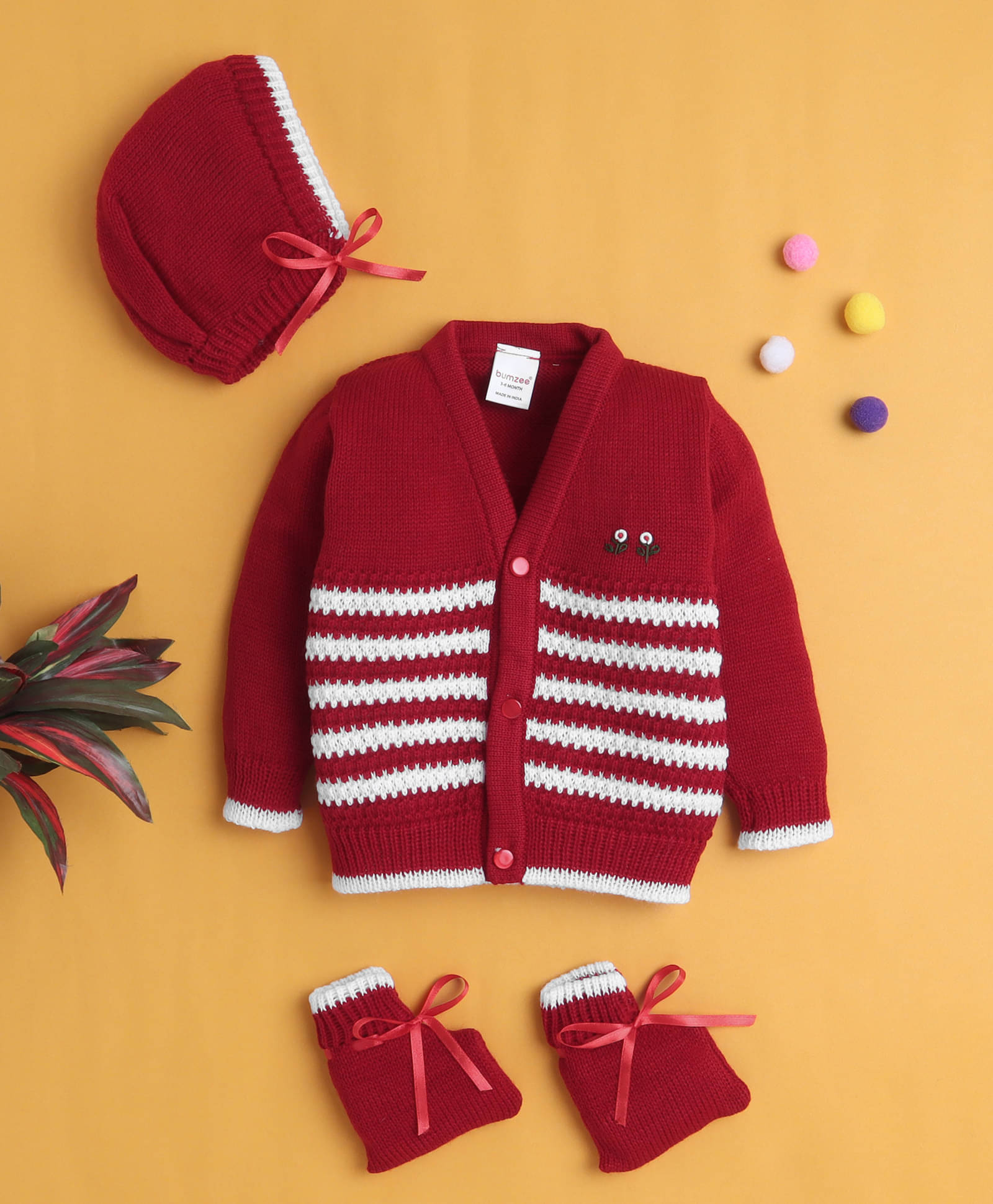     			BUMZEE Pack of 1 Baby Boys Acrylic Sweater ( Maroon )
