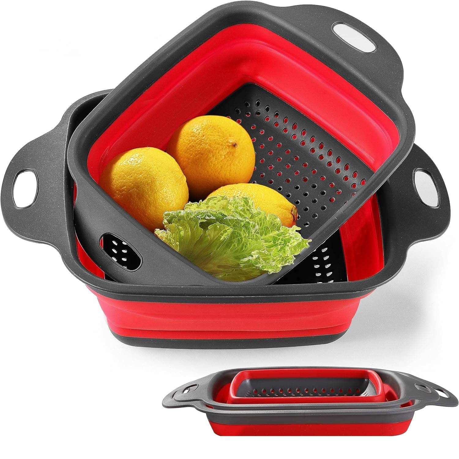     			Baskety Red Silicone Collapsible Strainer ( Pack of 2 )