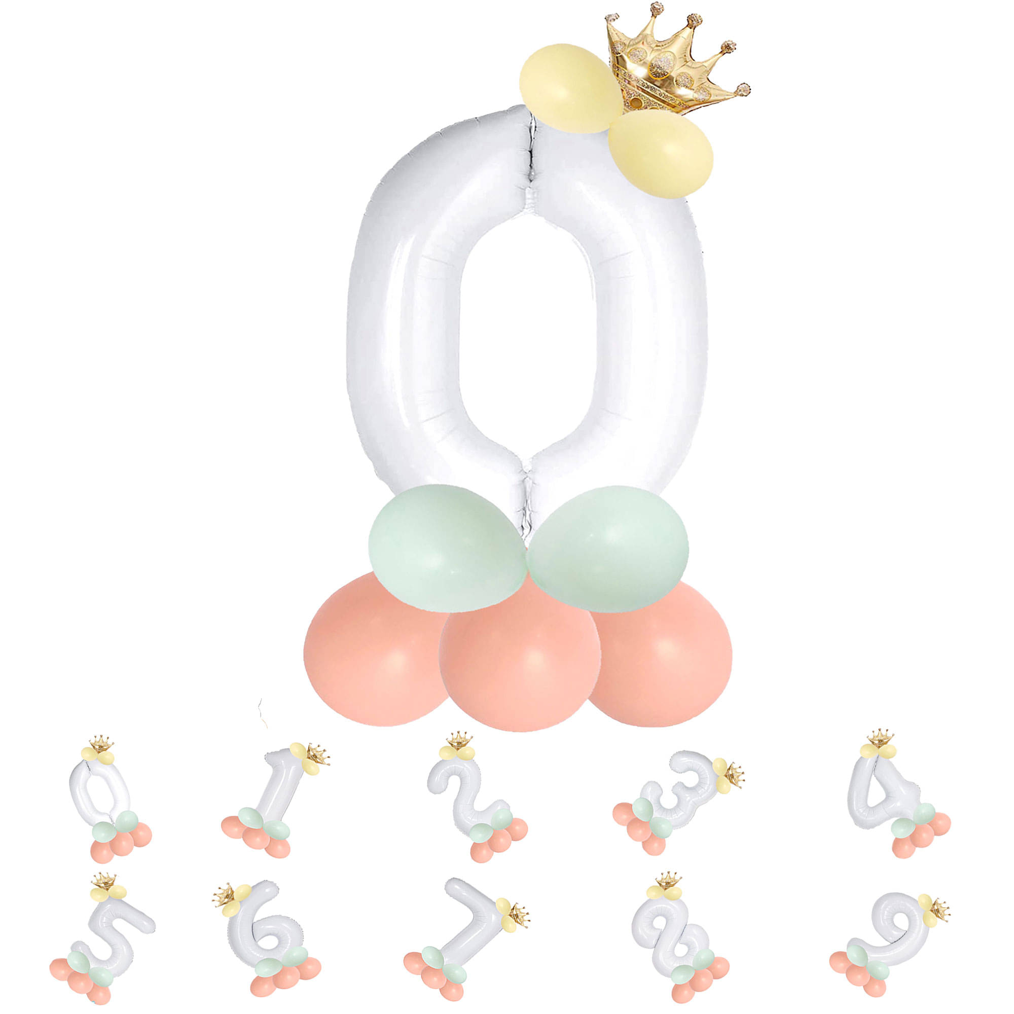     			Bubble Bells 0/Zero number 32 Inch Green color Foil Number Balloon For Birthday & Anniversary, baby shower Decoration Kit, For  Years Kids, Girl & Boy, adults, Helium Balloon, Crown Metalic Pastel Balloons for Party birthday photoshoot ( PACK OF 14 )