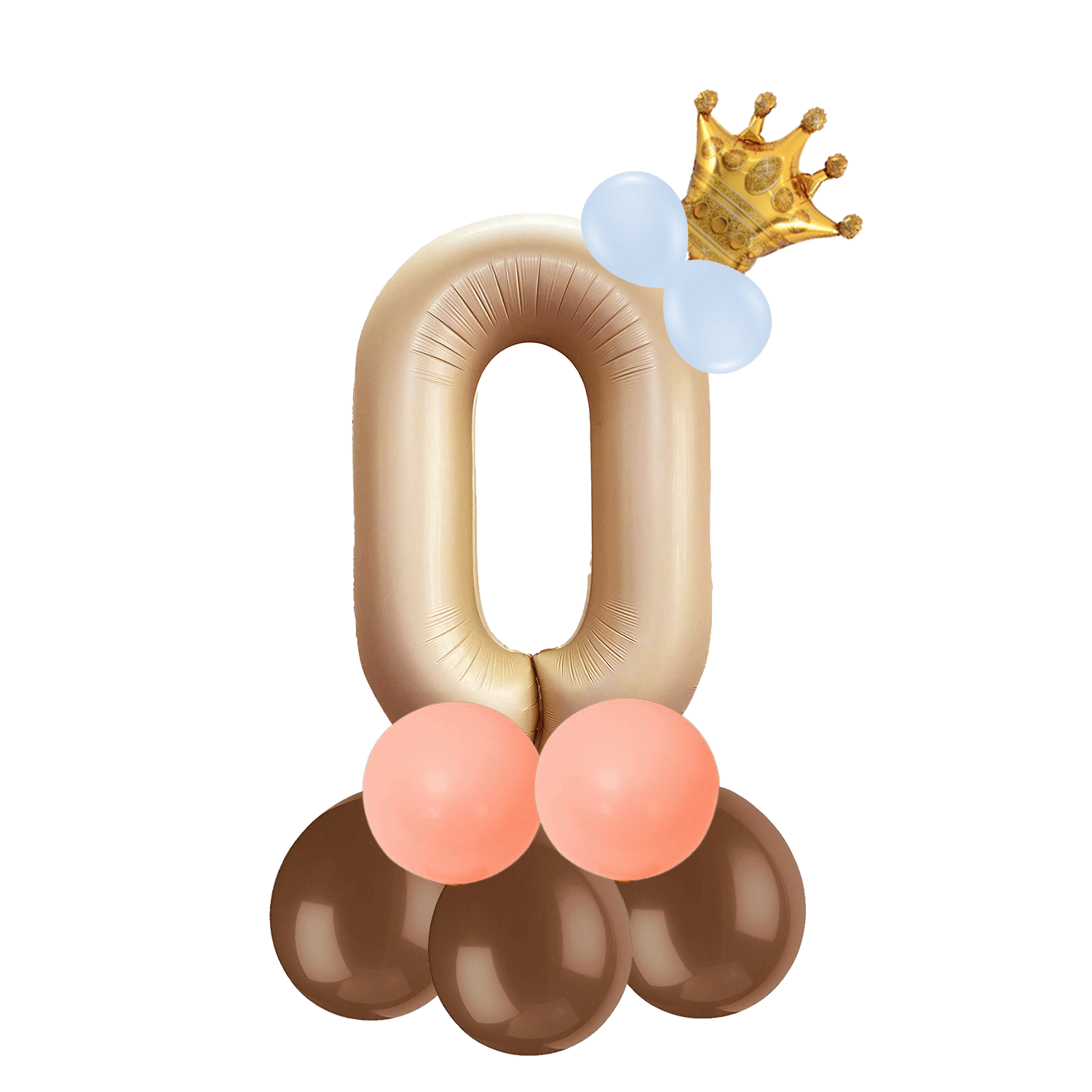     			Bubble Bells 0/Zero number 32 Inch Beige color Foil Number Balloon For Birthday & Anniversary, baby shower Decoration Kit, For  Years Kids, Girl & Boy, adults, Helium Balloon, Crown Metalic Pastel Balloons for Party birthday photoshoot ( PACK OF 14 )
