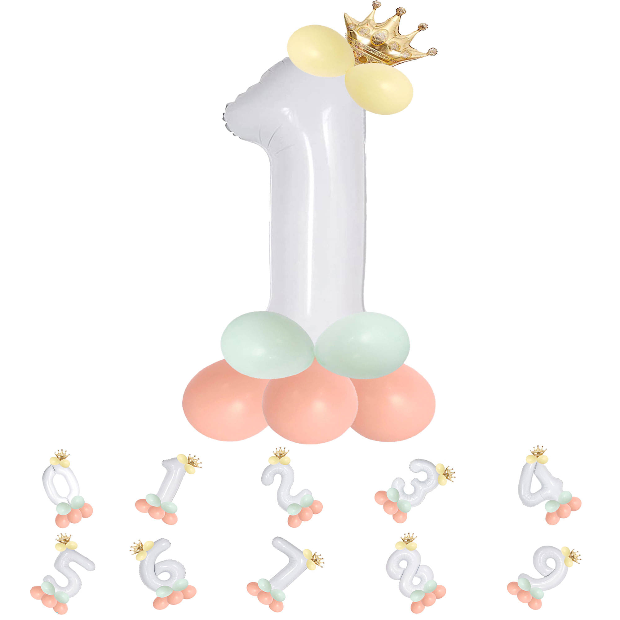     			Bubble Bells 1/One number 32 Inch Green color Foil Number Balloon For 1st Birthday & Anniversary, baby shower Decoration Kit, For 1 Years Kids, Girl & Boy, adults, Helium Balloon, Crown Metalic Pastel Balloons for Party birthday photoshoot ( PACK OF 14 )