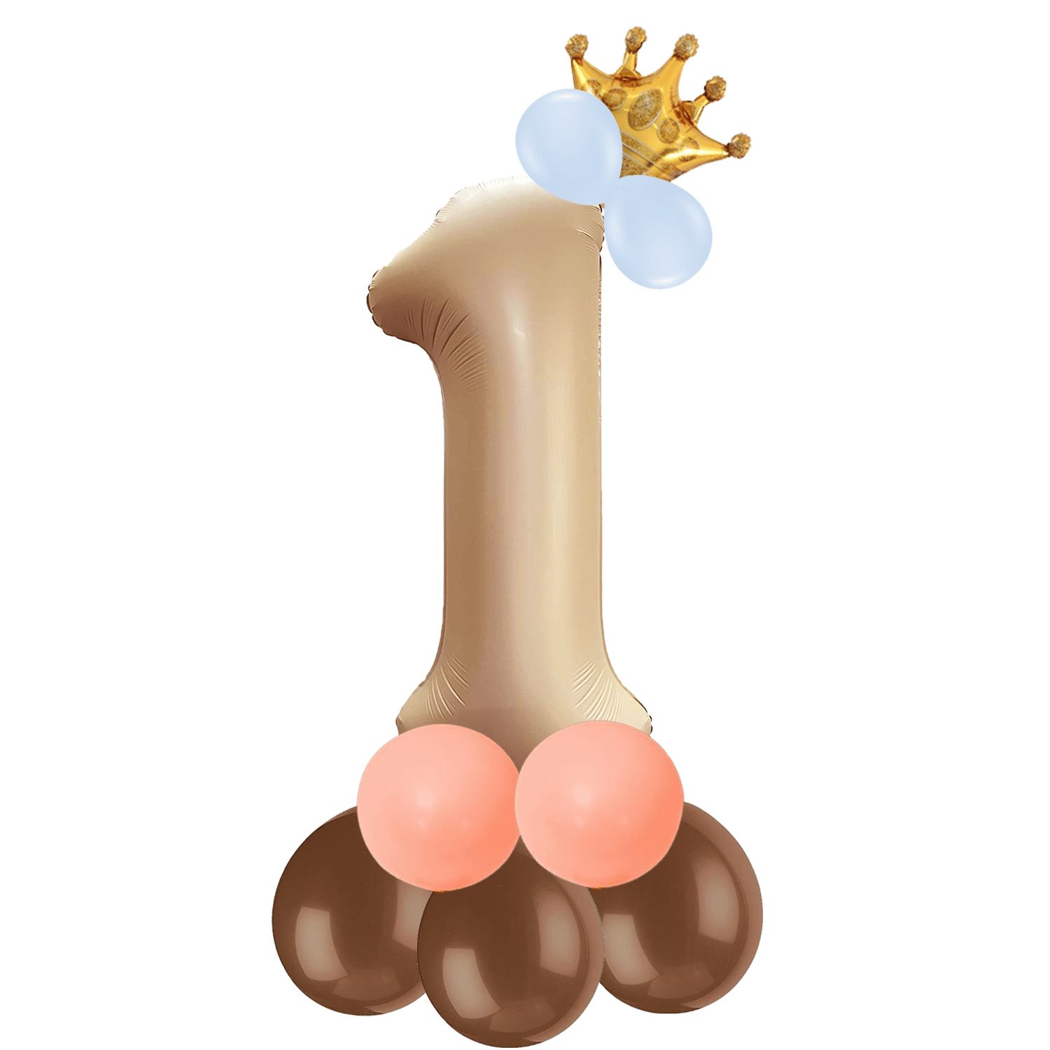     			Bubble Bells 1/One number 32 Inch Beige color Foil Number Balloon For 1st Birthday & Anniversary, baby shower Decoration Kit, For 1 Years Kids, Girl & Boy, adults, Helium Balloon, Crown Metalic Pastel Balloons for Party birthday photoshoot ( PACK OF 14 )