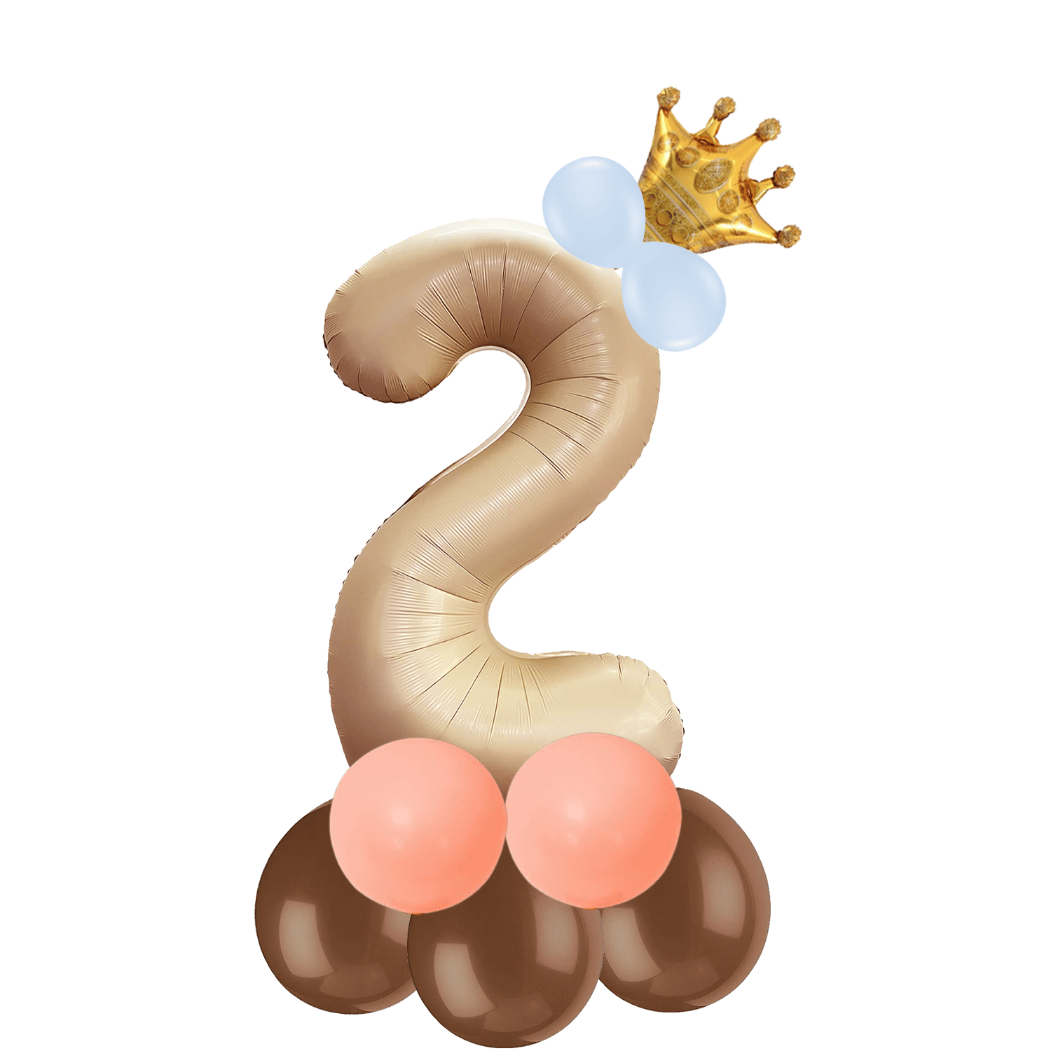     			Bubble Bells 2/Two number 32 Inch Beige color Foil Number Balloon For 2nd Birthday & Anniversary, baby shower Decoration Kit, For 2 Years Kids, Girl & Boy, adults, Helium Balloon, Crown Metalic Pastel Balloons for Party birthday photoshoot ( PACK OF 14 )