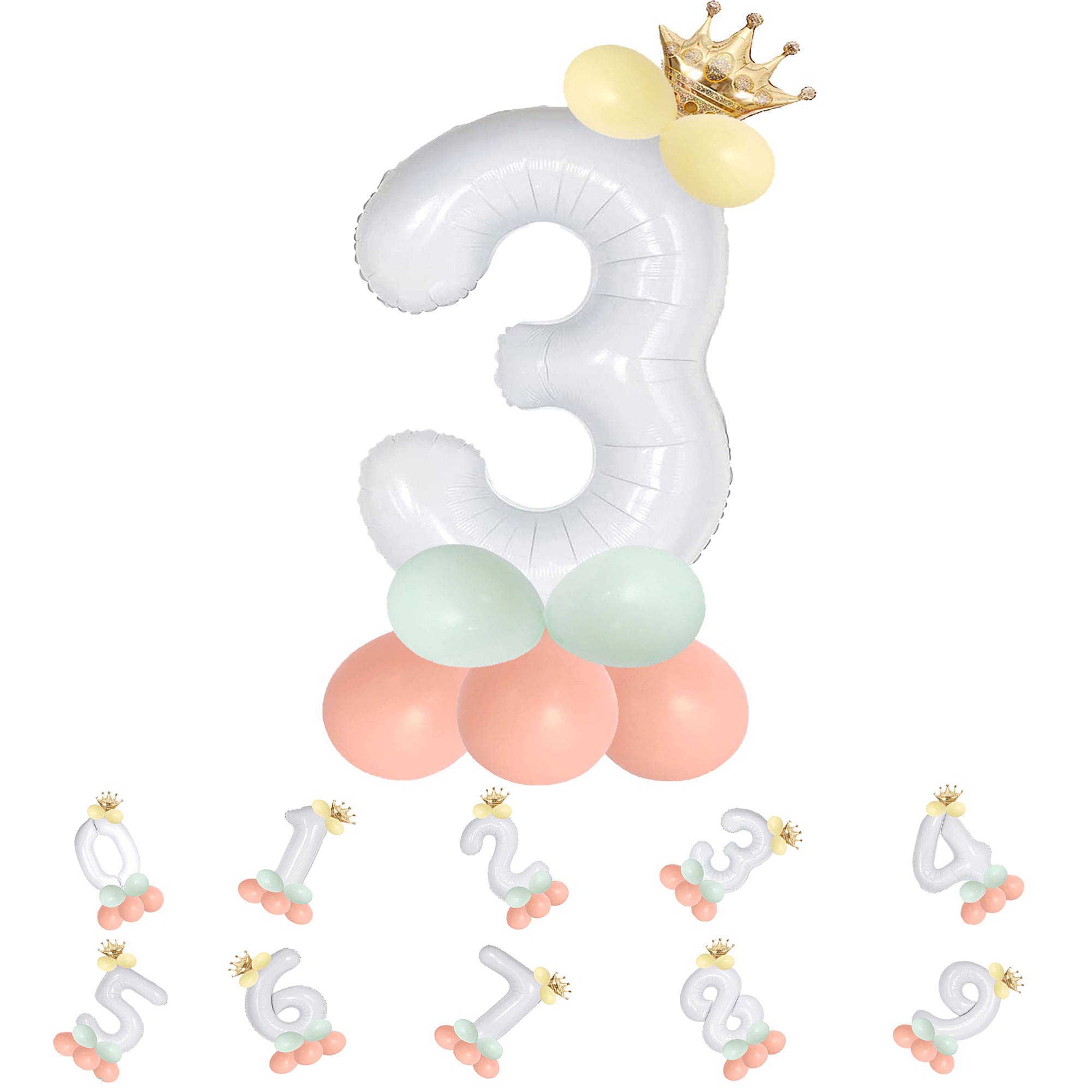     			Bubble Bells 3/Three number 32 Inch Green color Foil Number Balloon For 3rd Birthday & Anniversary, baby shower Decoration Kit, For 3 Years Kids, Girl & Boy, adults, Helium Balloon, Crown Metalic Pastel Balloons for Party birthday photoshoot ( PACK OF 14 )