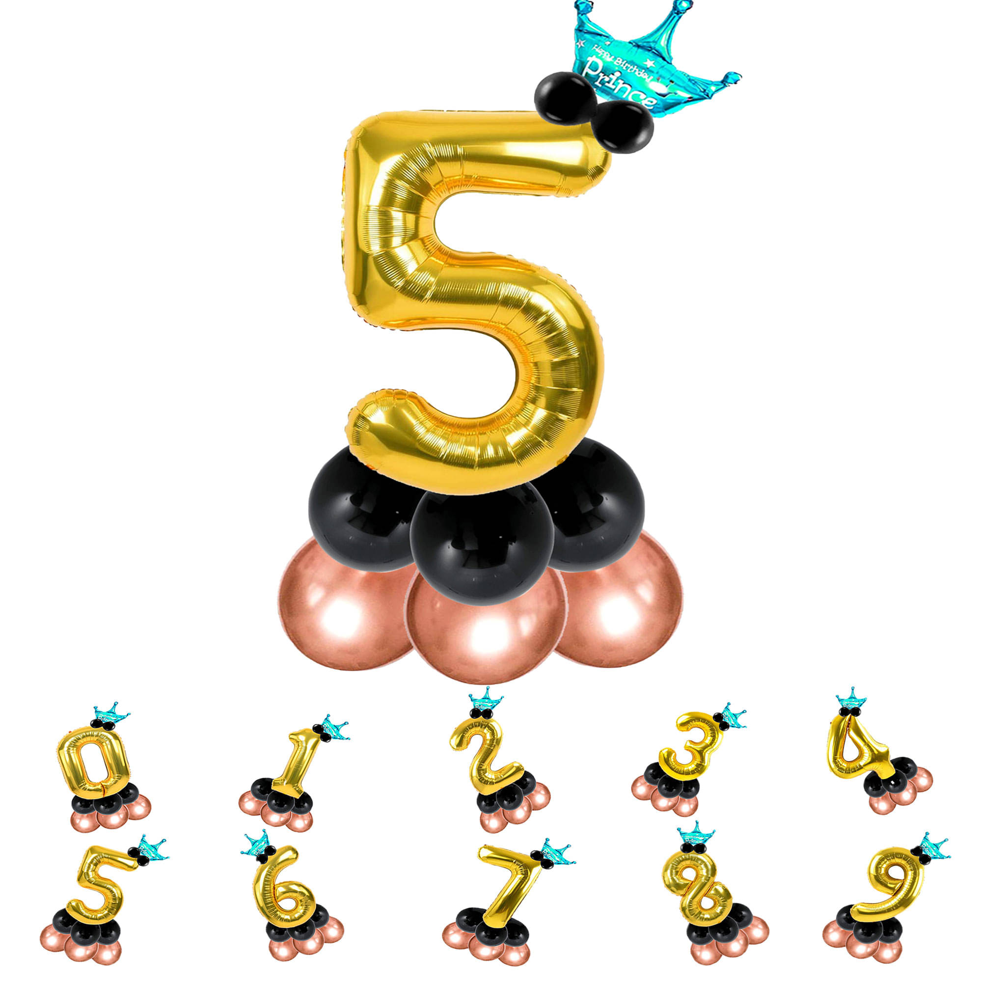     			Bubble Bells 5/Five number 32 Inch Golden color Foil Number Balloon For 5th Birthday & Anniversary, baby shower Decoration Kit, For 5 Years Kids, Girl & Boy, adults, Helium Balloon, Crown Metalic Pastel Balloons for Party birthday photoshoot ( PACK OF 14 )