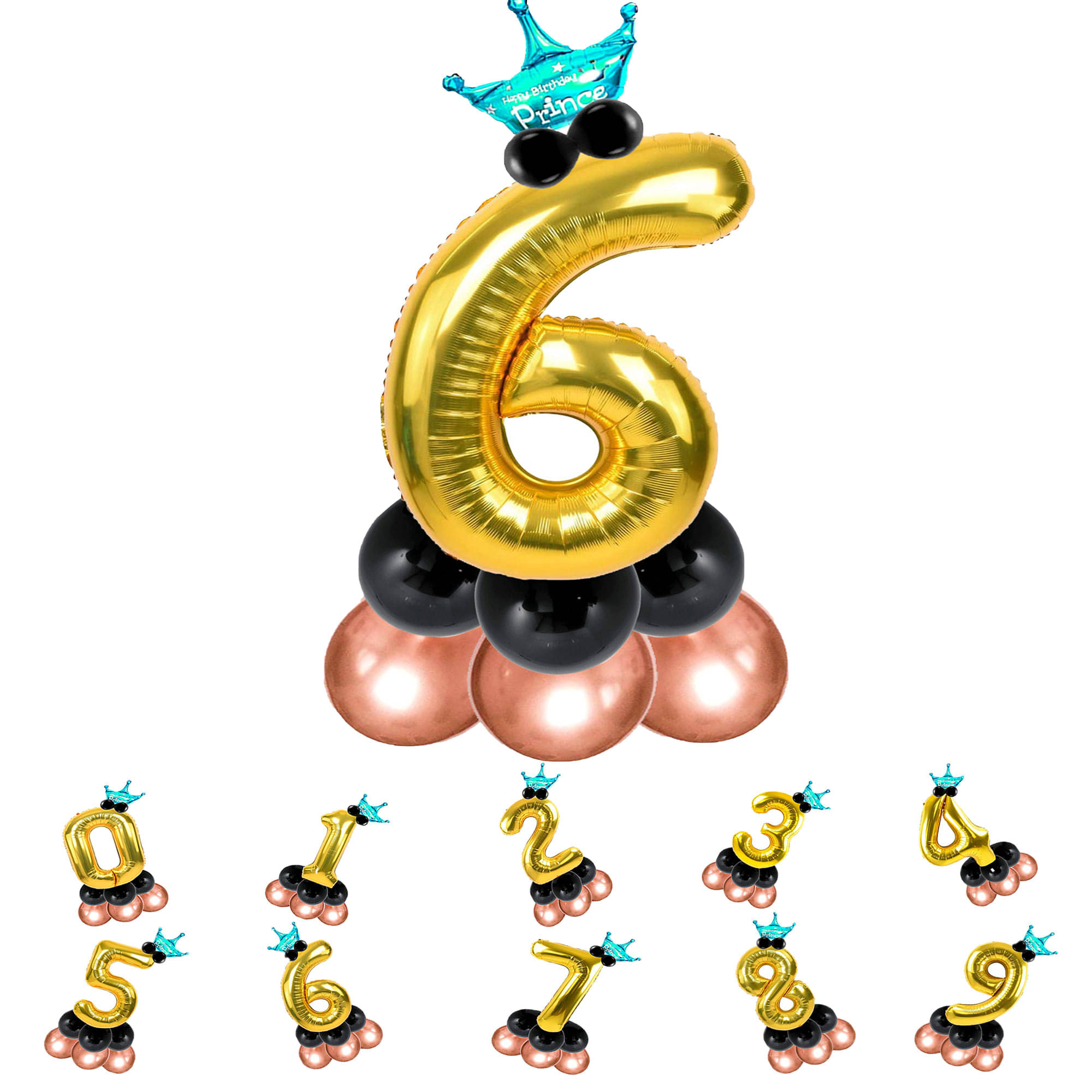     			Bubble Bells 6/Six number 32 Inch Golden color Foil Number Balloon For 6th Birthday & Anniversary, baby shower Decoration Kit, For 6 Years Kids, Girl & Boy, adults, Helium Balloon, Crown Metalic Pastel Balloons for Party birthday photoshoot ( PACK OF 14 )