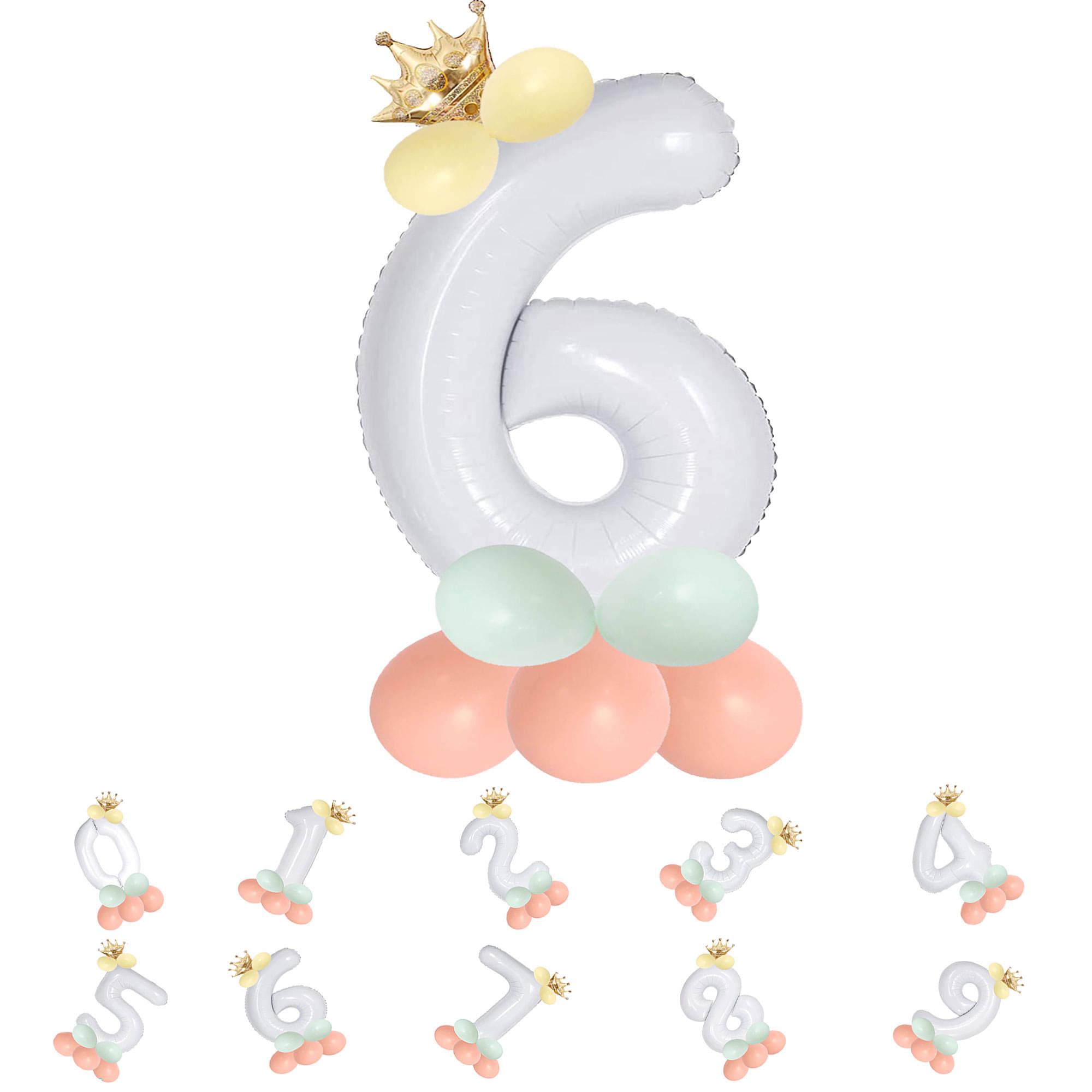     			Bubble Bells 6/Six number 32 Inch Green color Foil Number Balloon For 6th Birthday & Anniversary, baby shower Decoration Kit, For 6 Years Kids, Girl & Boy, adults, Helium Balloon, Crown Metalic Pastel Balloons for Party birthday photoshoot ( PACK OF 14 )