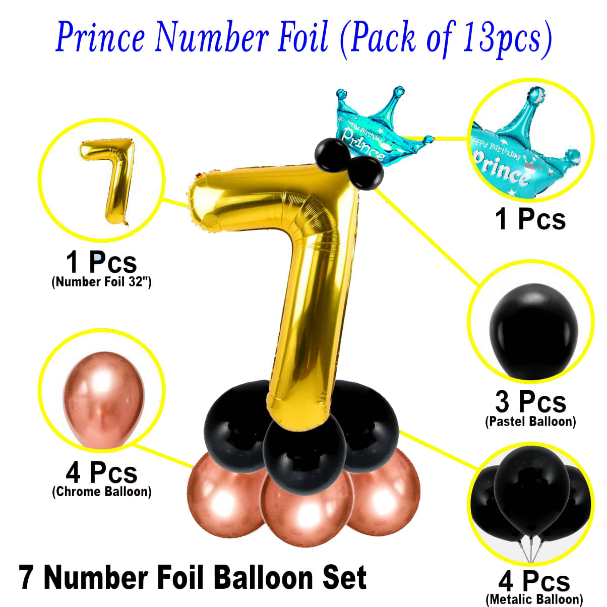     			Bubble Bells 7/Seven number 32 Inch Golden Color Foil Number Balloon For Birthday & Anniversary Decoration Kit,Helium Foil Balloon For Seven Birthday With Crown Metalic Pastel Balloons For Birthday Decoration.