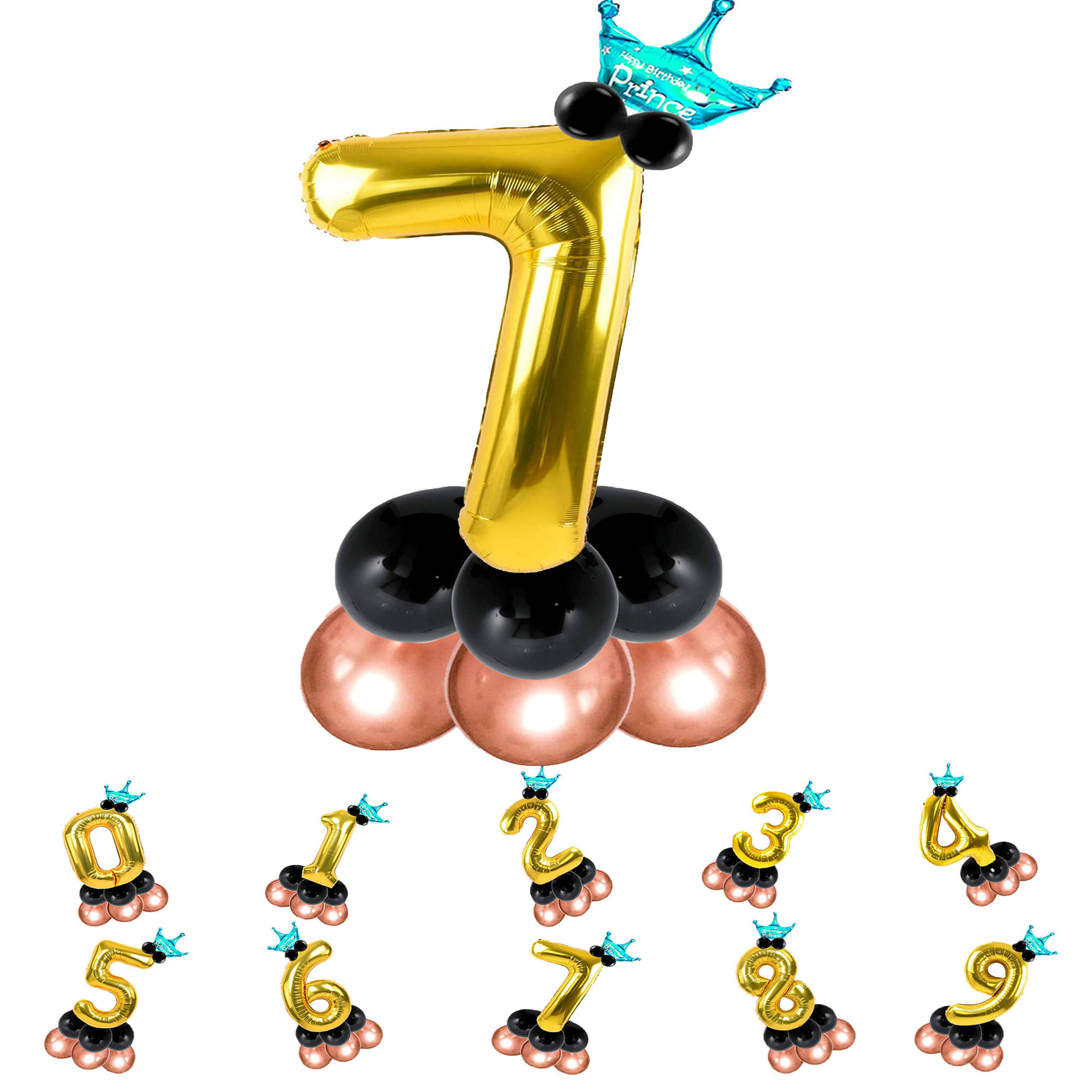     			Bubble Bells 7/Sevent number 32 Inch Golden color Foil Number Balloon For 7 Birthday & Anniversary, baby shower Decoration Kit, For 7 Years Kids, Girl & Boy, adults, Helium Balloon, Crown Metalic Pastel Balloons for Party birthday photoshoot ( PACK OF 14 )