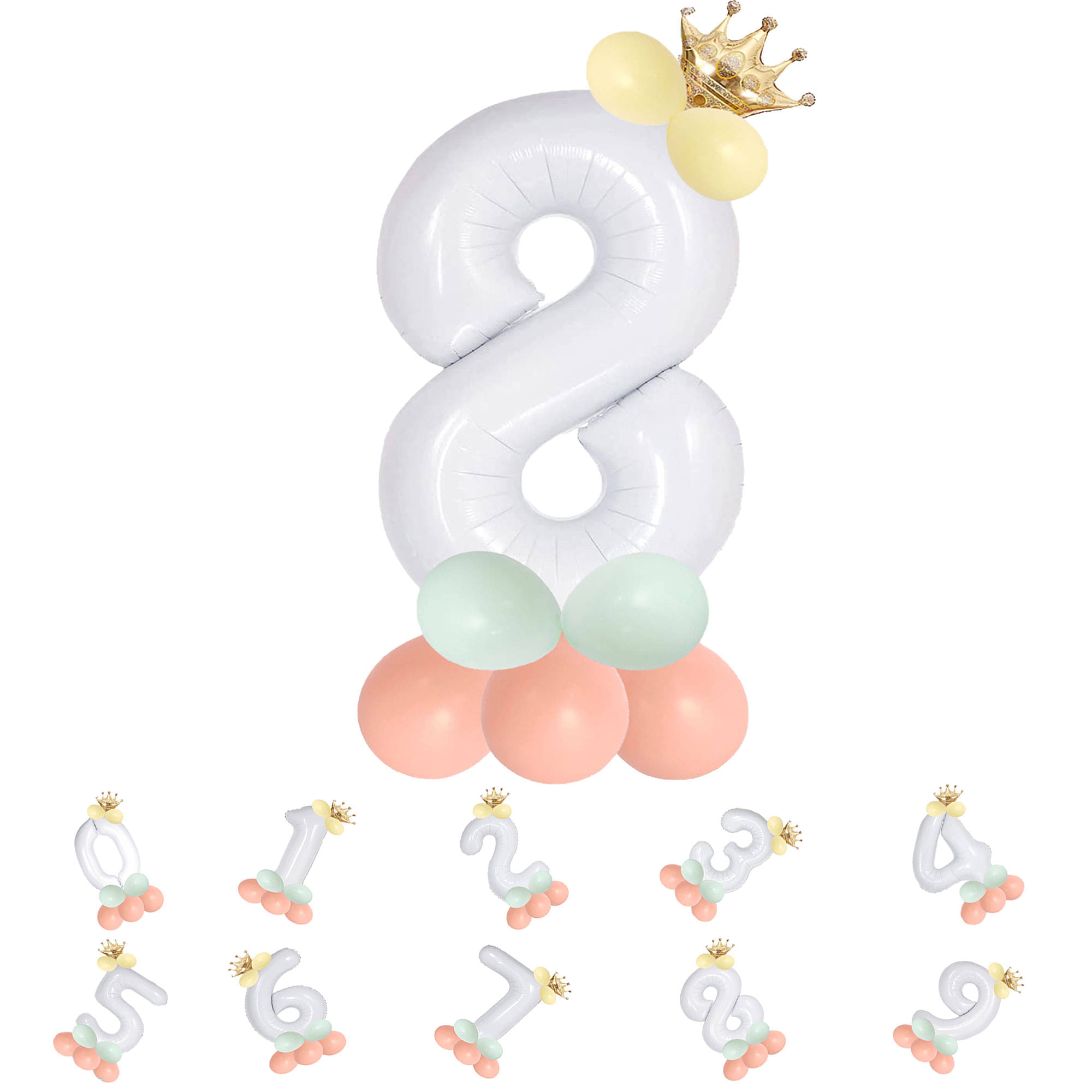    			Bubble Bells 8/Eight number 32 Inch Green color Foil Number Balloon For 8th Birthday & Anniversary, baby shower Decoration Kit, For 8 Years Kids, Girl & Boy, adults, Helium Balloon, Crown Metalic Pastel Balloons for Party birthday photoshoot ( PACK OF 14 )