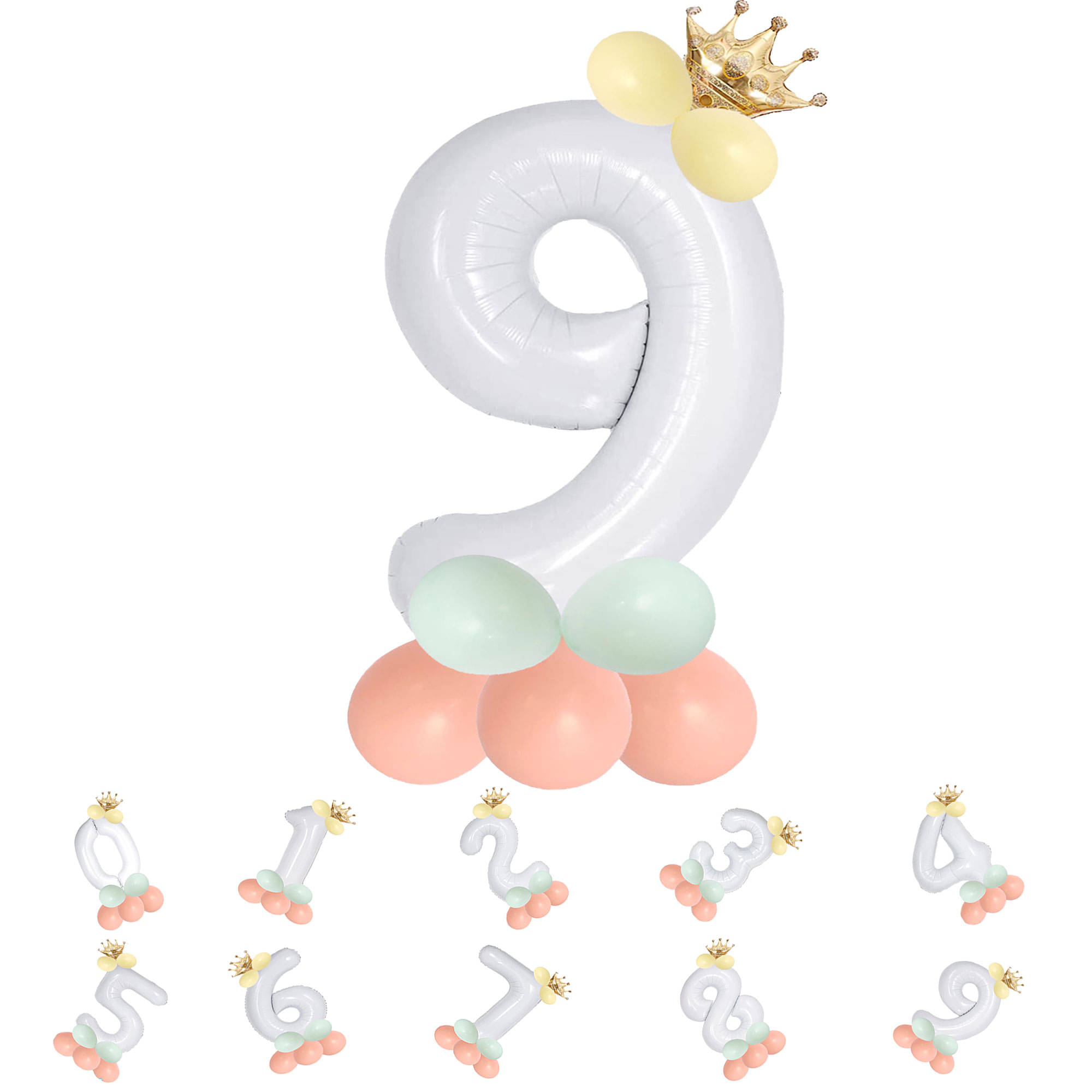     			Bubble Bells 9/Nine number 32 Inch Green color Foil Number Balloon For 9th Birthday & Anniversary, baby shower Decoration Kit, For 9 Years Kids, Girl & Boy, adults, Helium Balloon, Crown Metalic Pastel Balloons for Party birthday photoshoot ( PACK OF 14 )