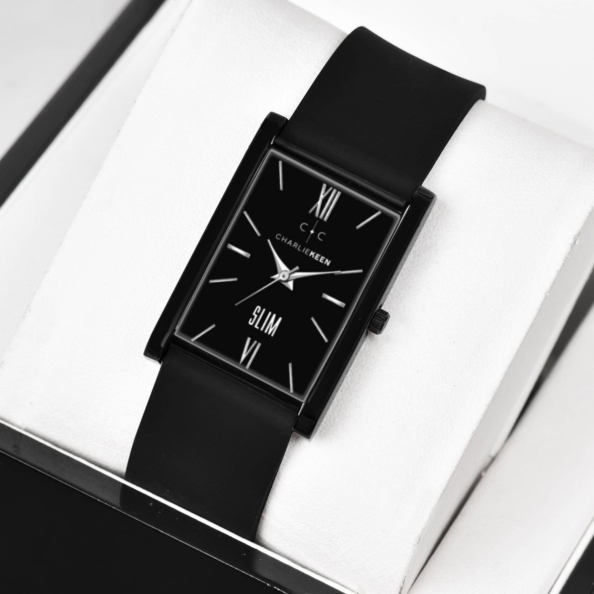     			CHARLIEKEEN Black Silicon Analog Men's Watch