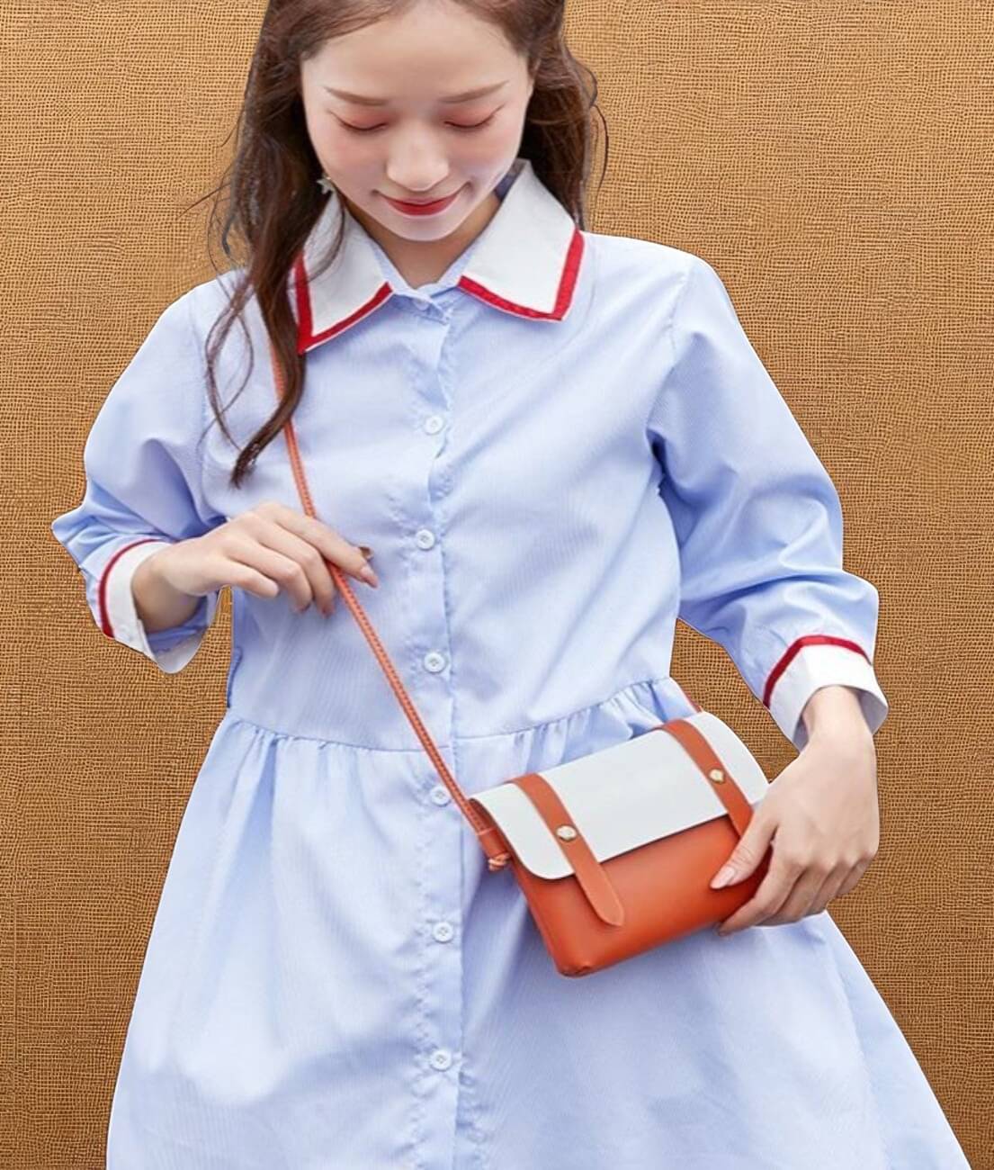     			Derifa Sling Bag PU Set of 1 ( Orange )