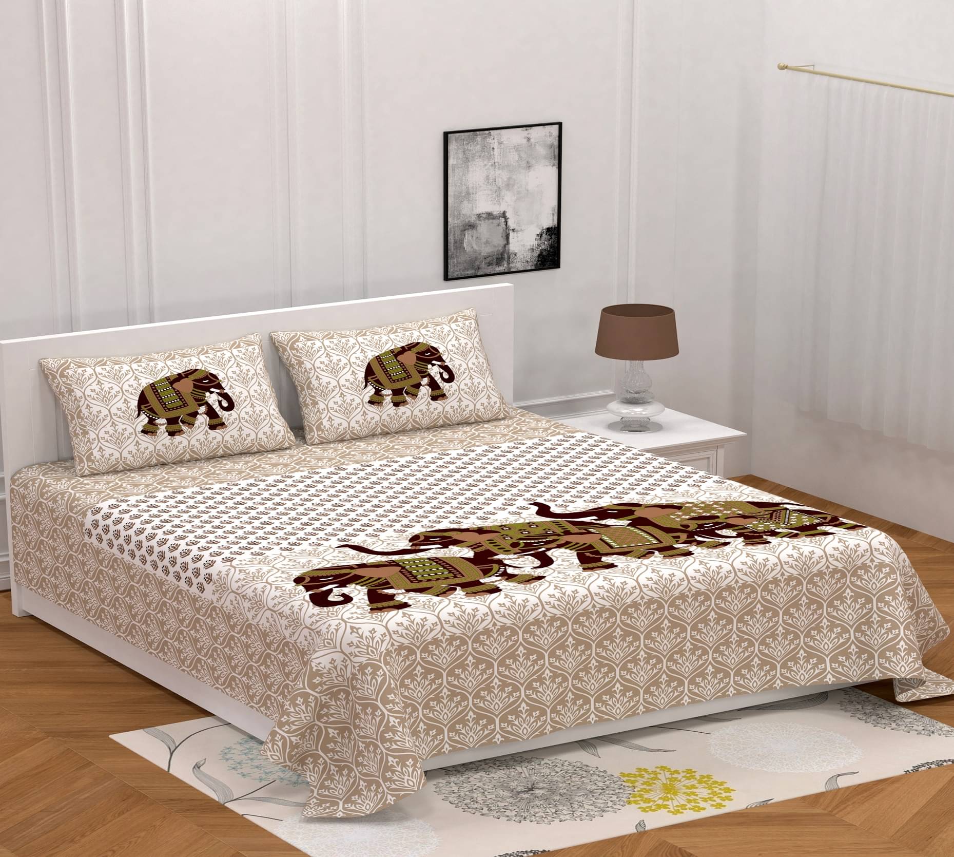     			Dgsm Craft Cotton 1 Double Queen Bedsheet with 2 Pillow Covers ( Multicolor )