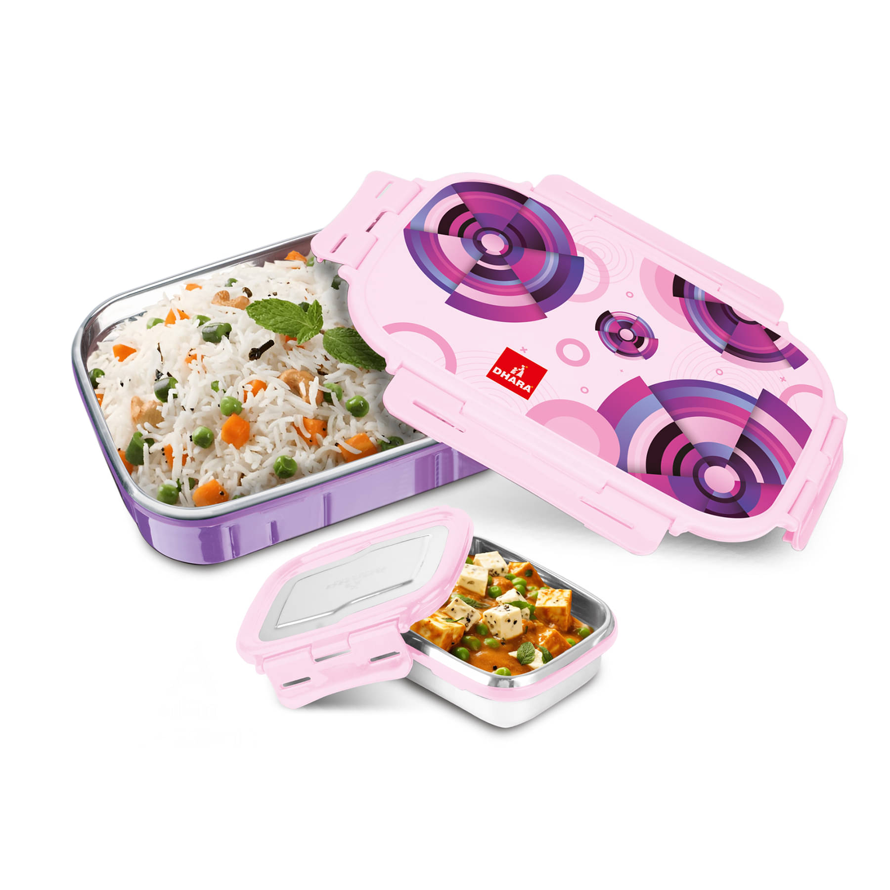 Dhara Stainless Steel Elena 1100 Stainless Steel Insulated Lunch Box 2 - Container ( Pack of 1 )     			Dhara Stainless Steel Elena 1100 Stainless Steel Insulated Lunch Box 2 - Container ( Pack of 1 )