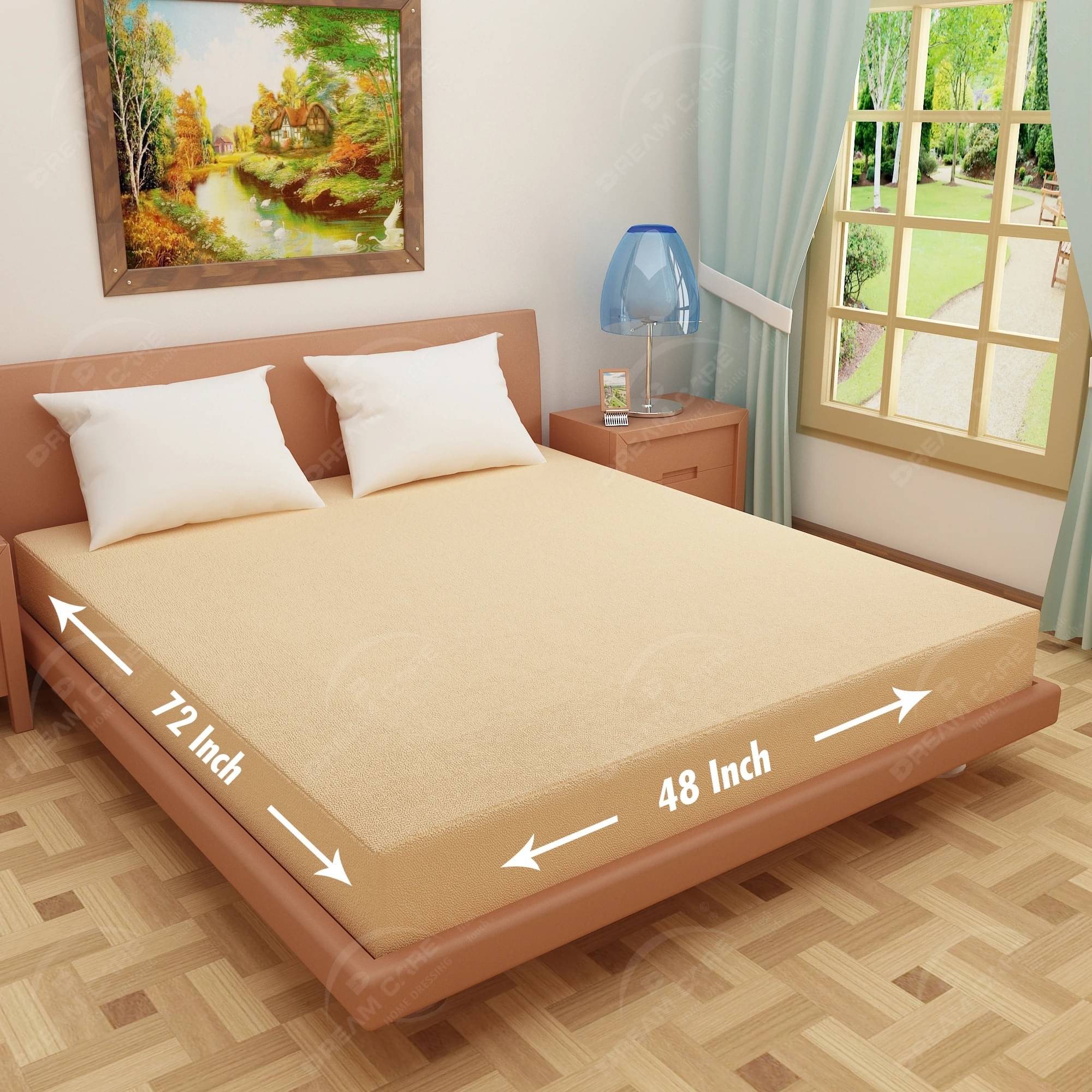     			Dream Care Beige Cotton Mattress Cover