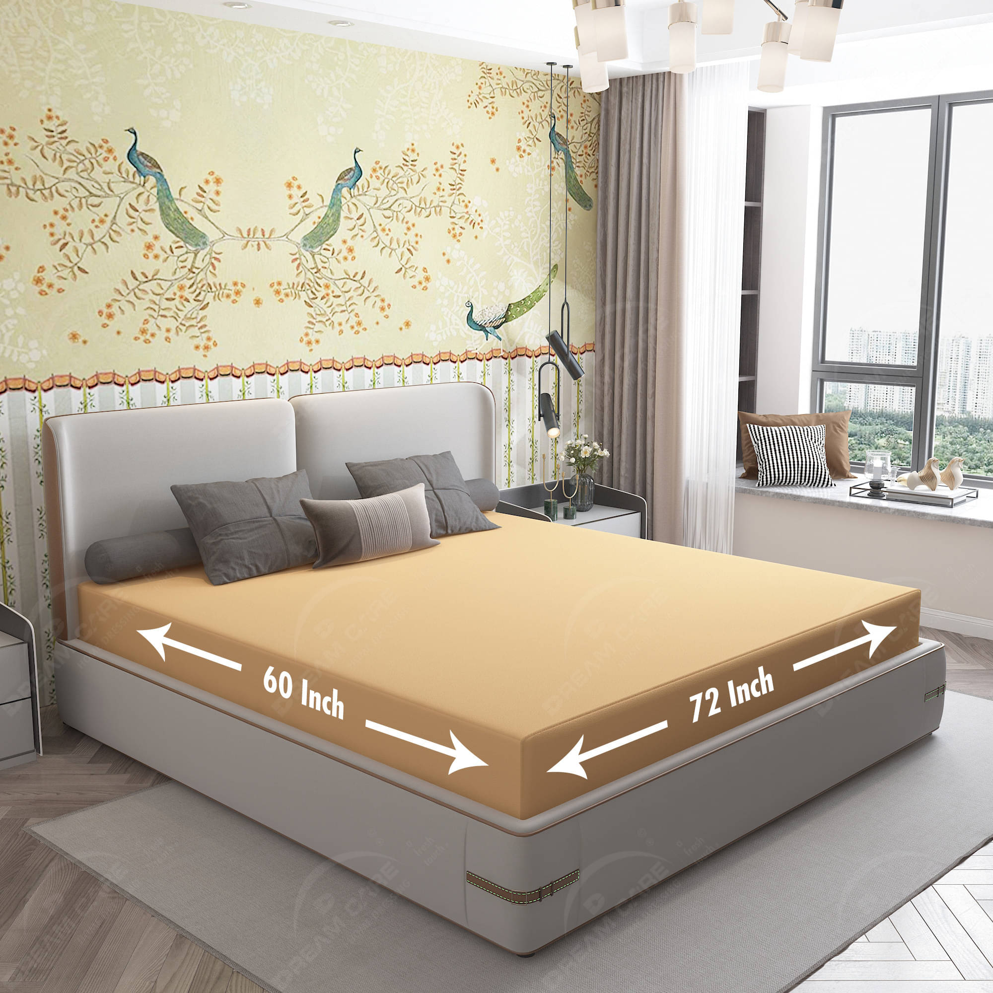     			Dream Care Beige Cotton Mattress Cover