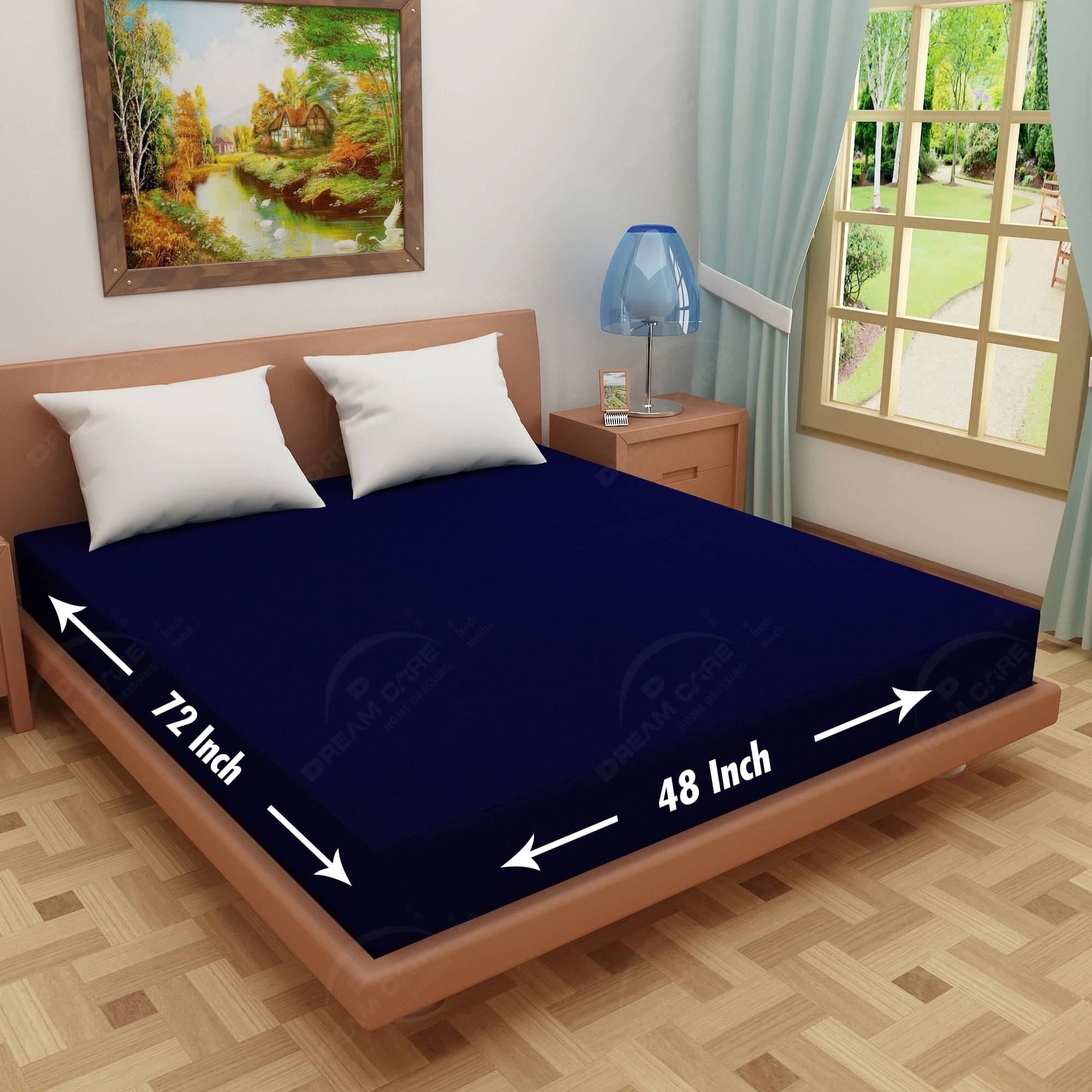 Dream Care Blue Cotton Mattress Cover Dream Care Blue Cotton Mattress Cover