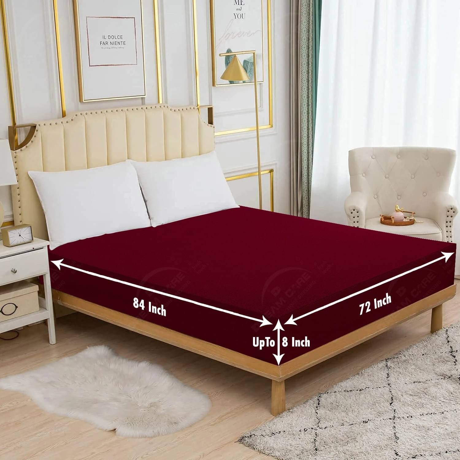     			Dream Care Maroon Cotton Mattress Cover