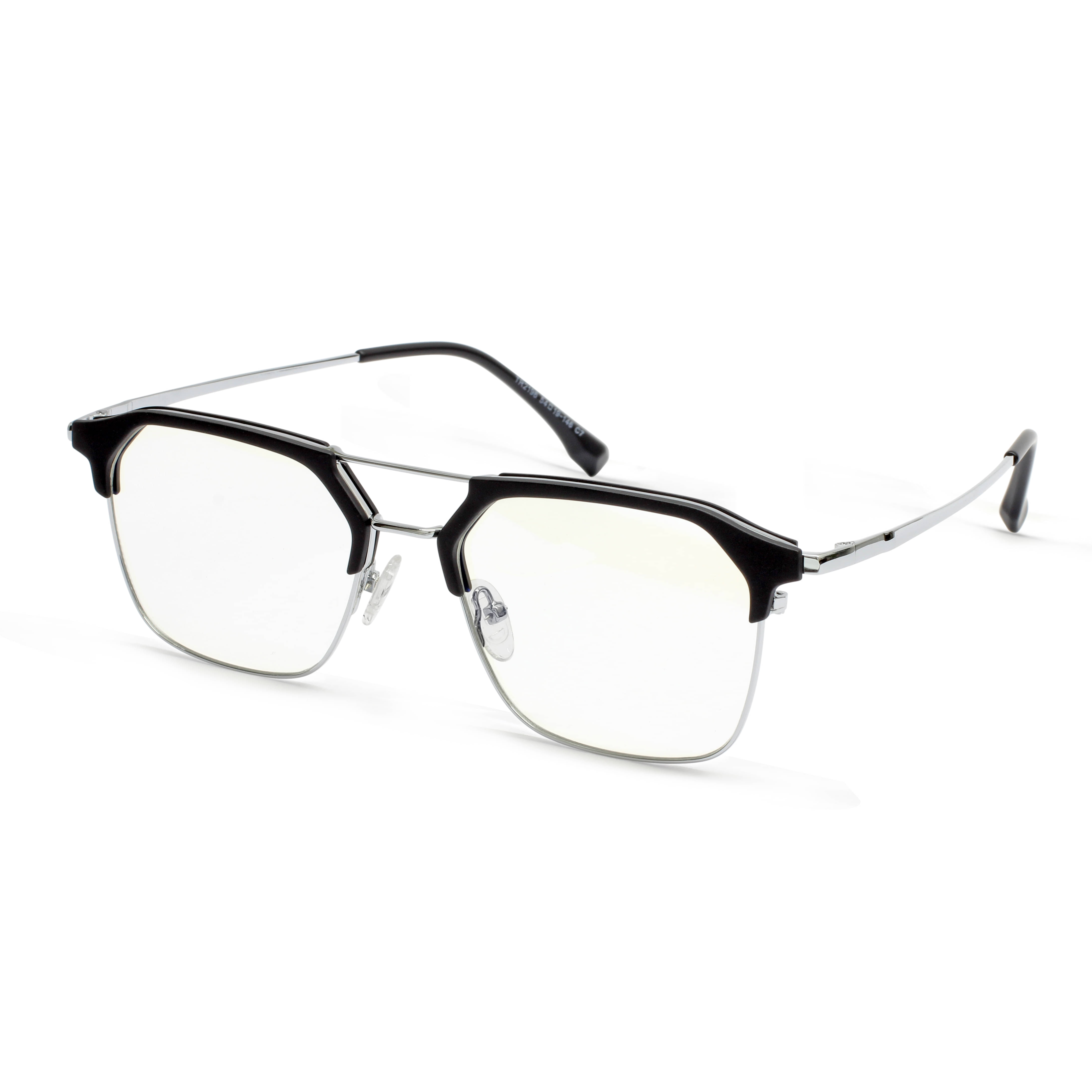     			EYEHAWQ Silver Half Rim Square Computer Glasses ( Pack of 1 )