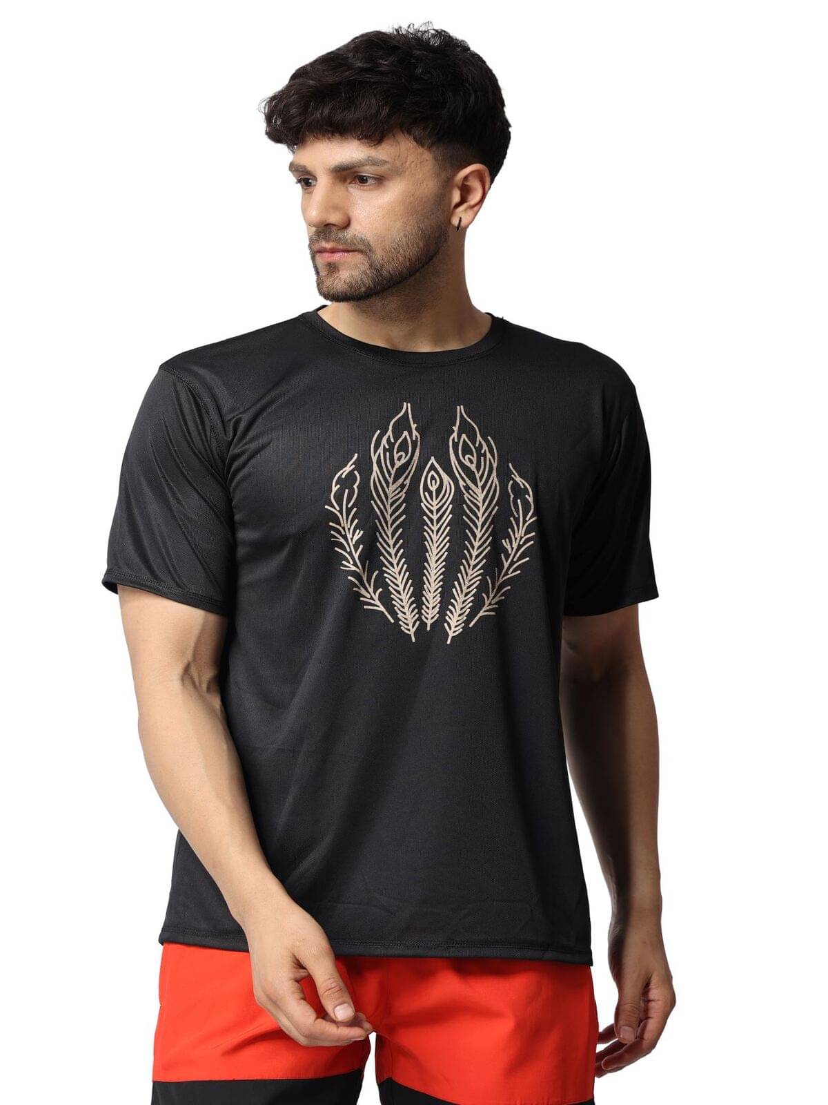     			FLIRTY SOUL Men Polyester Regular Fit Printed T-Shirt ( Black )