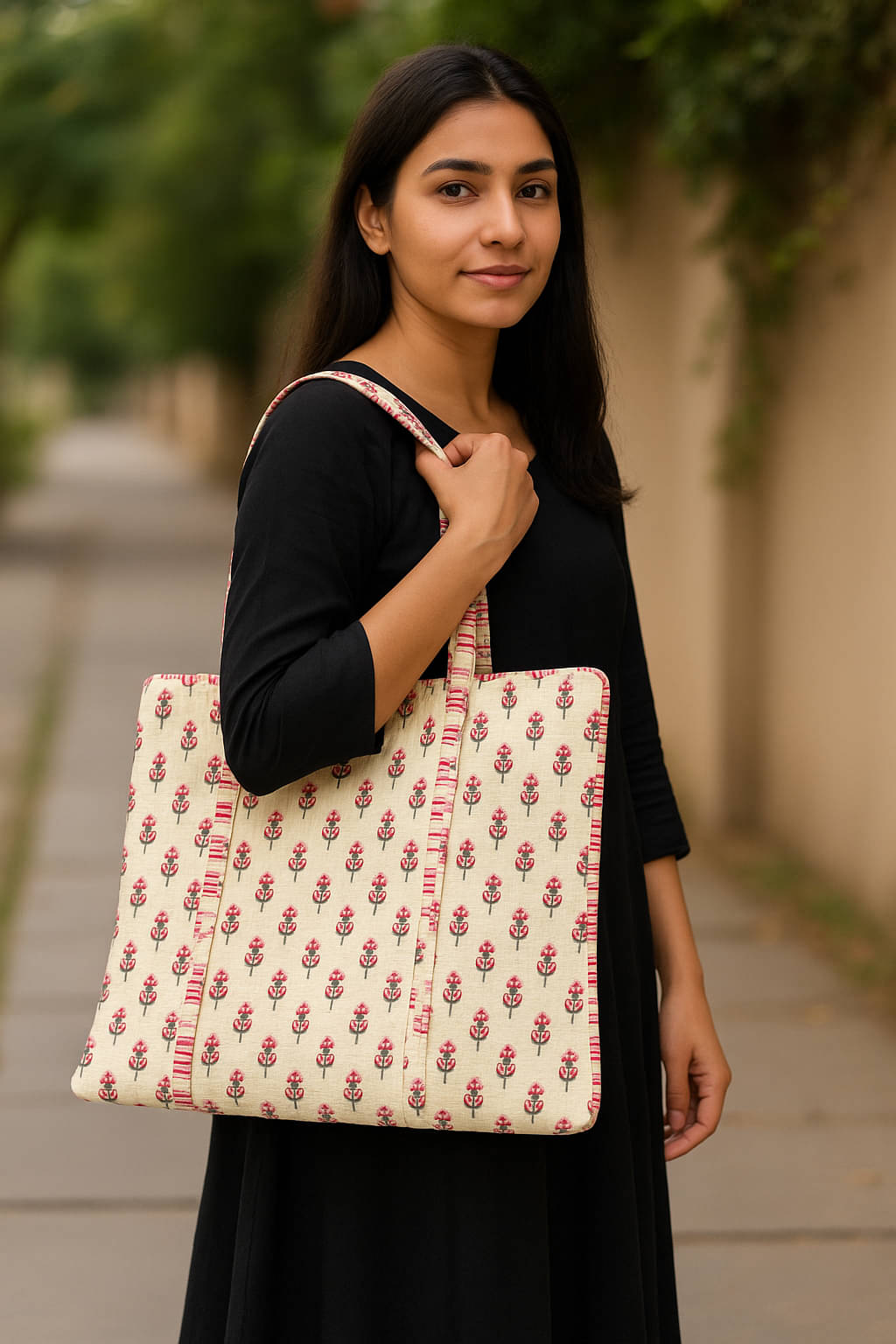     			Frionkandy Tote Bag Cotton Set of 1 ( Multicolor )